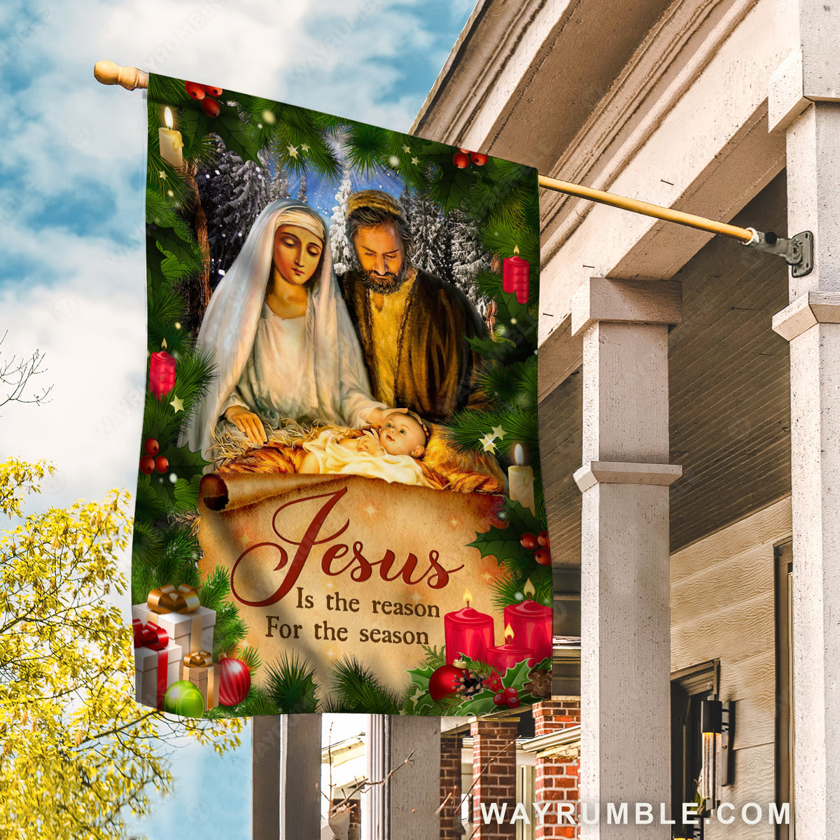 Jesus was born, Stunning night, Christmas vibe, Jesus is the reason for the season - Jesus Flag