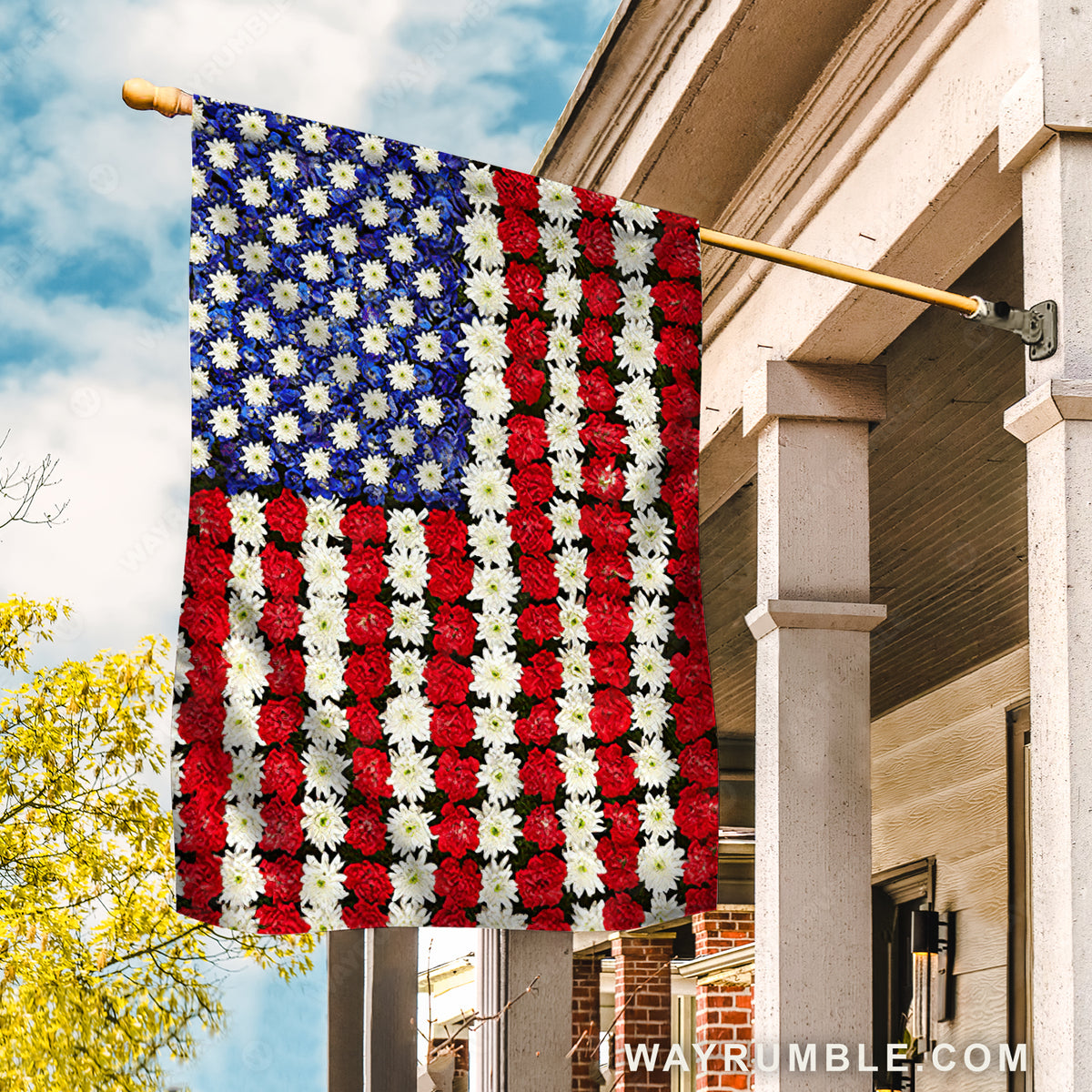 Unique flag, White flower, Colorful flower garden, US flag - Jesus Flag