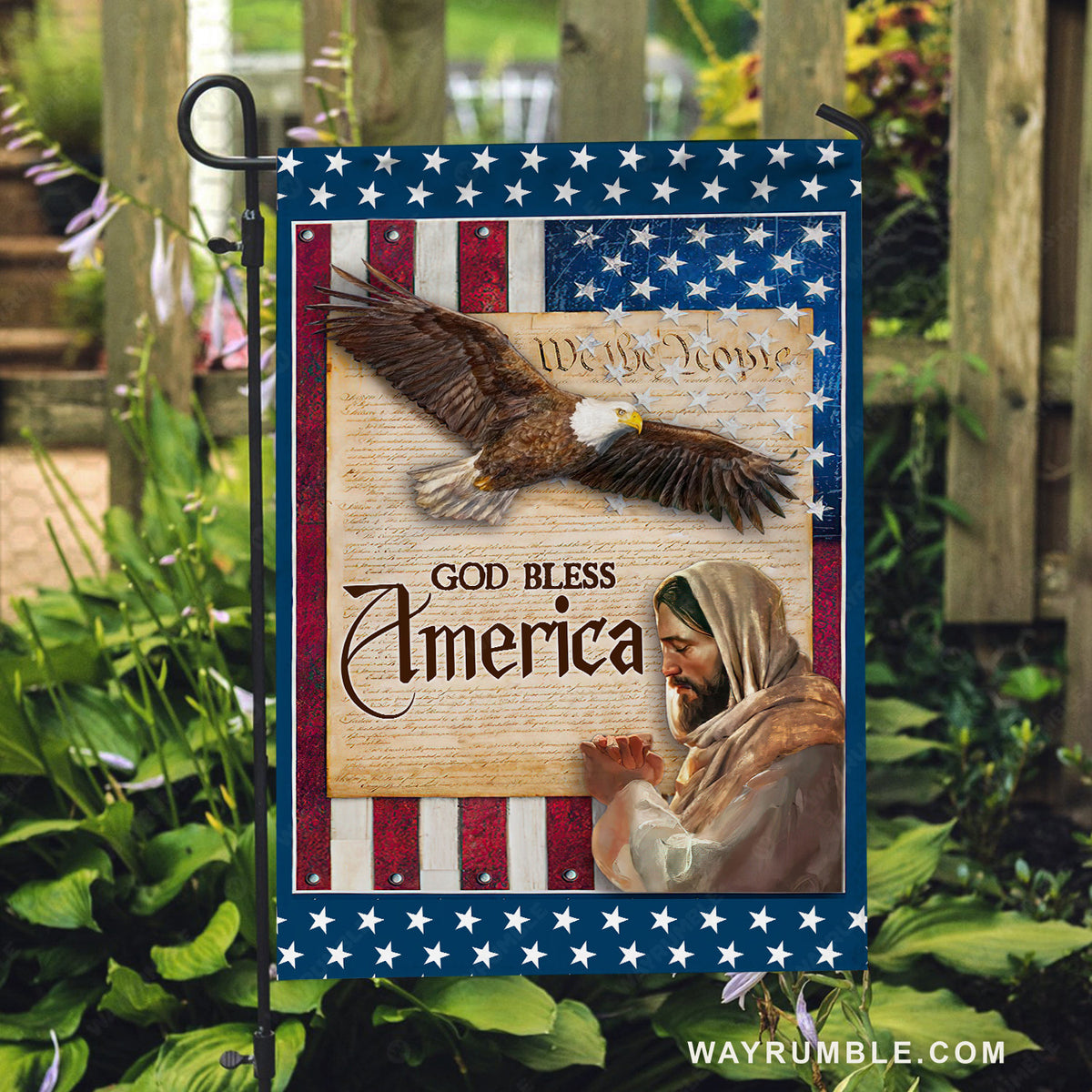 Pray for healing, Big eagle, US flag painting, God bless America - Jesus Flag