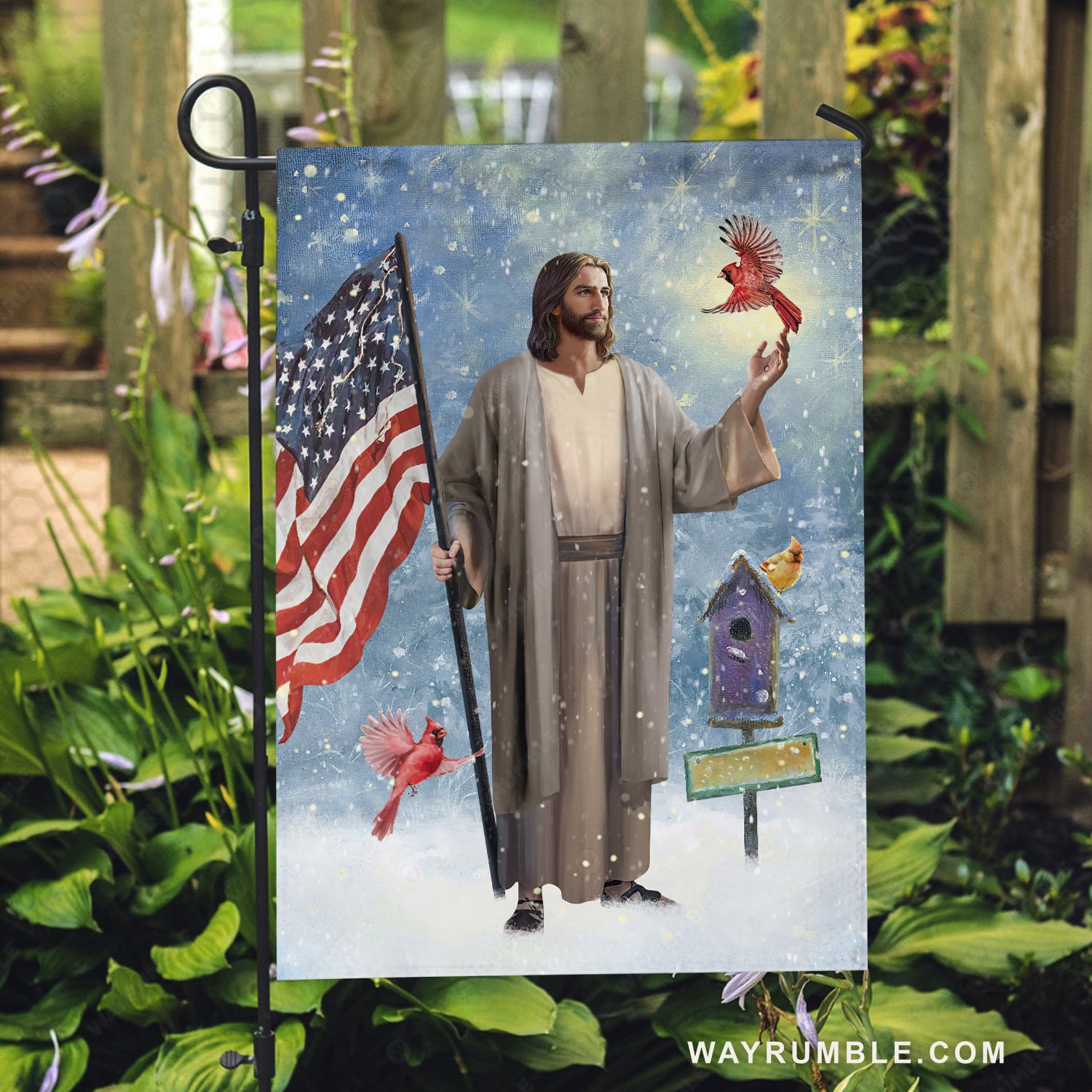 Walking with Jesus, The life of Jesus, Stunning US flag, Lovely cardinal - Jesus Flag