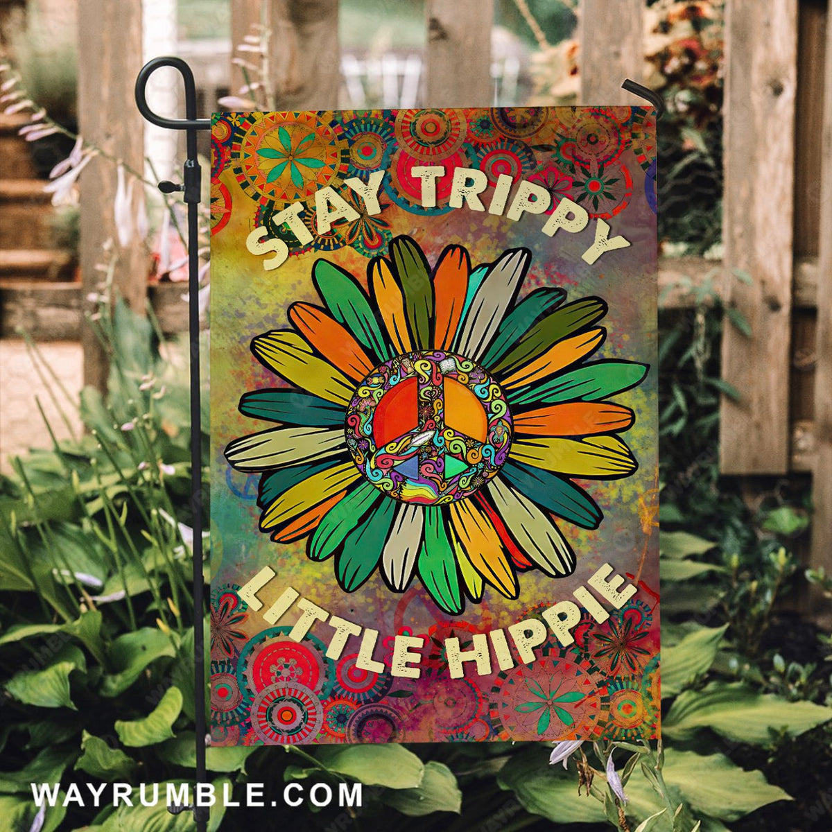 Hippie symbol, Colorful sunflower, Stay trippy, Little hippie - Jesus Flag