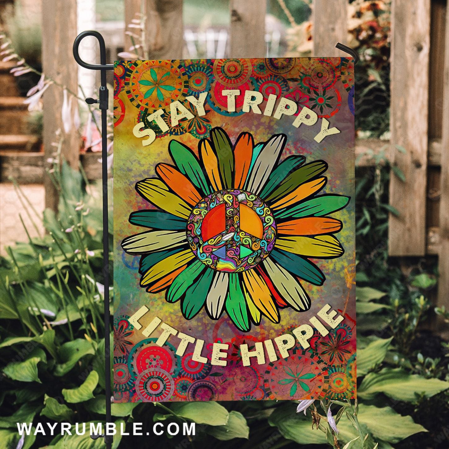 Hippie symbol, Colorful sunflower, Stay trippy, Little hippie - Jesus Flag