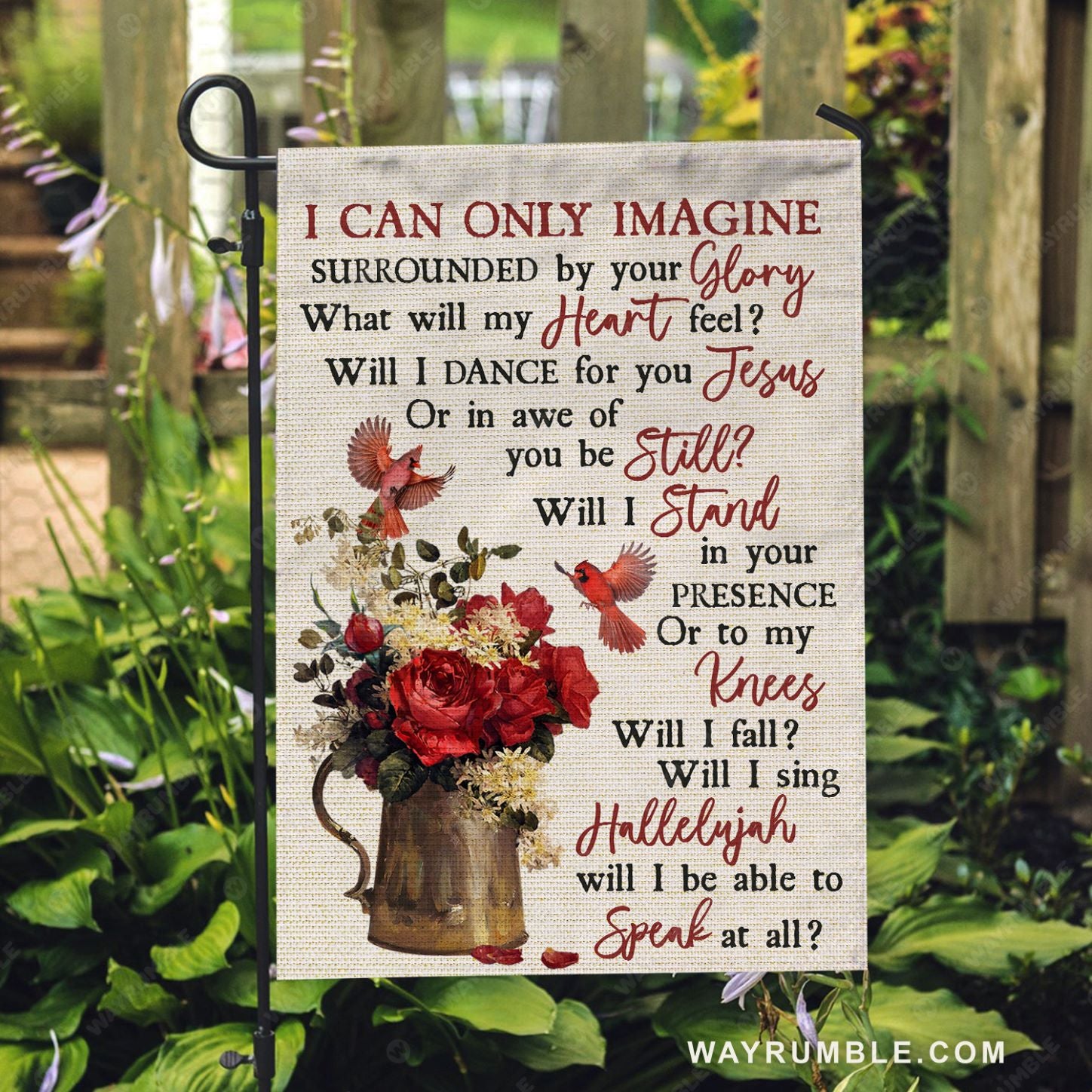 Red cardinals. Red rose, Flower vase, I can only imagine surrounded by your glory- Jesus Flag