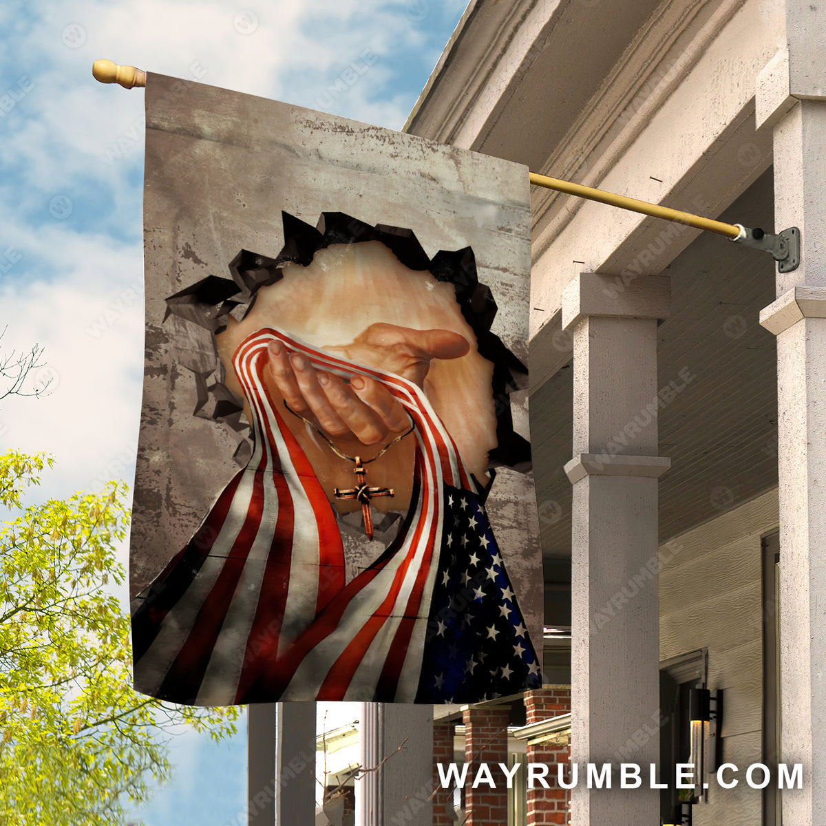 Take my hand, Jesus painting, US flag, Cross symbol - Jesus Flag