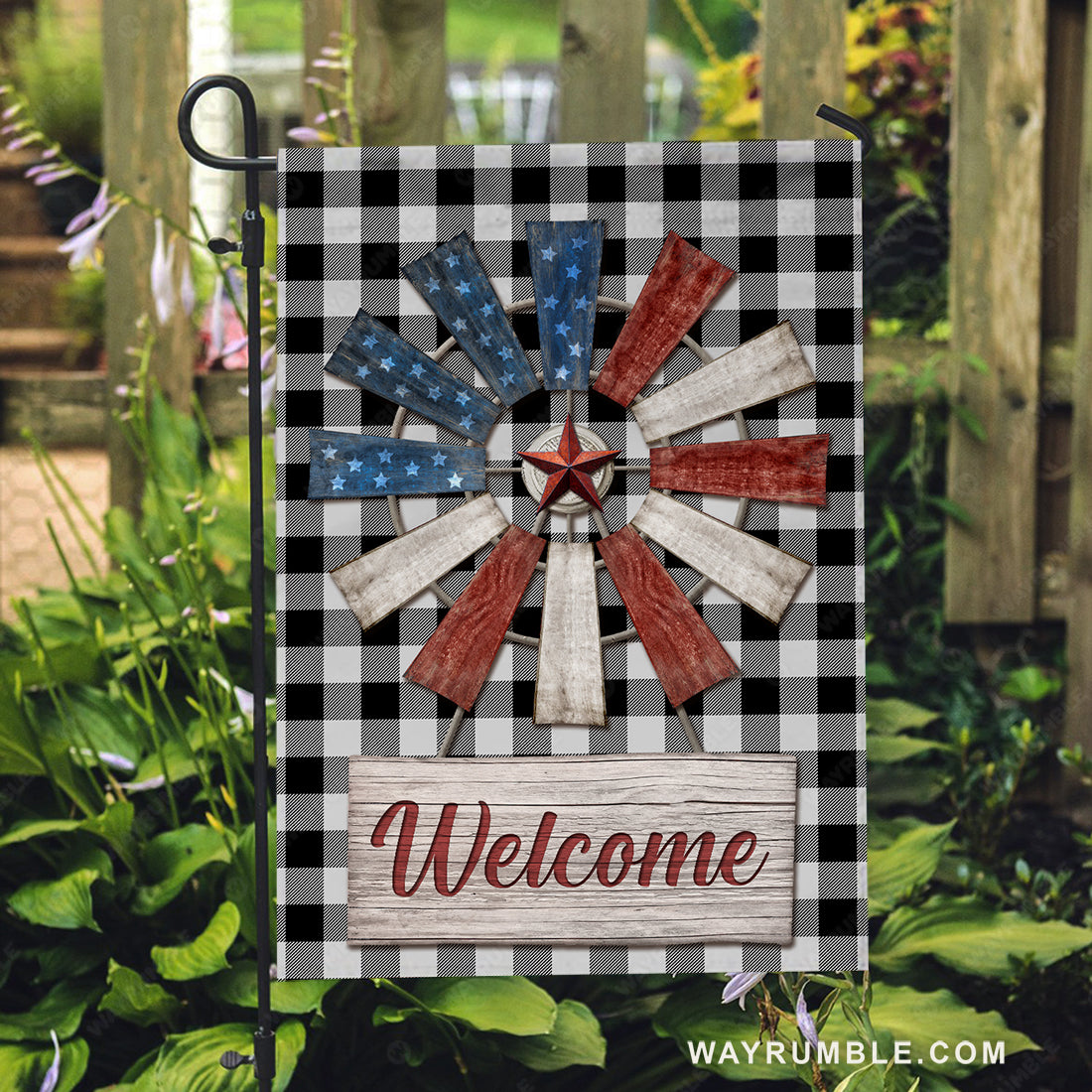 Colorful windmill, Red star, Unique flag, Welcome - Jesus Flag