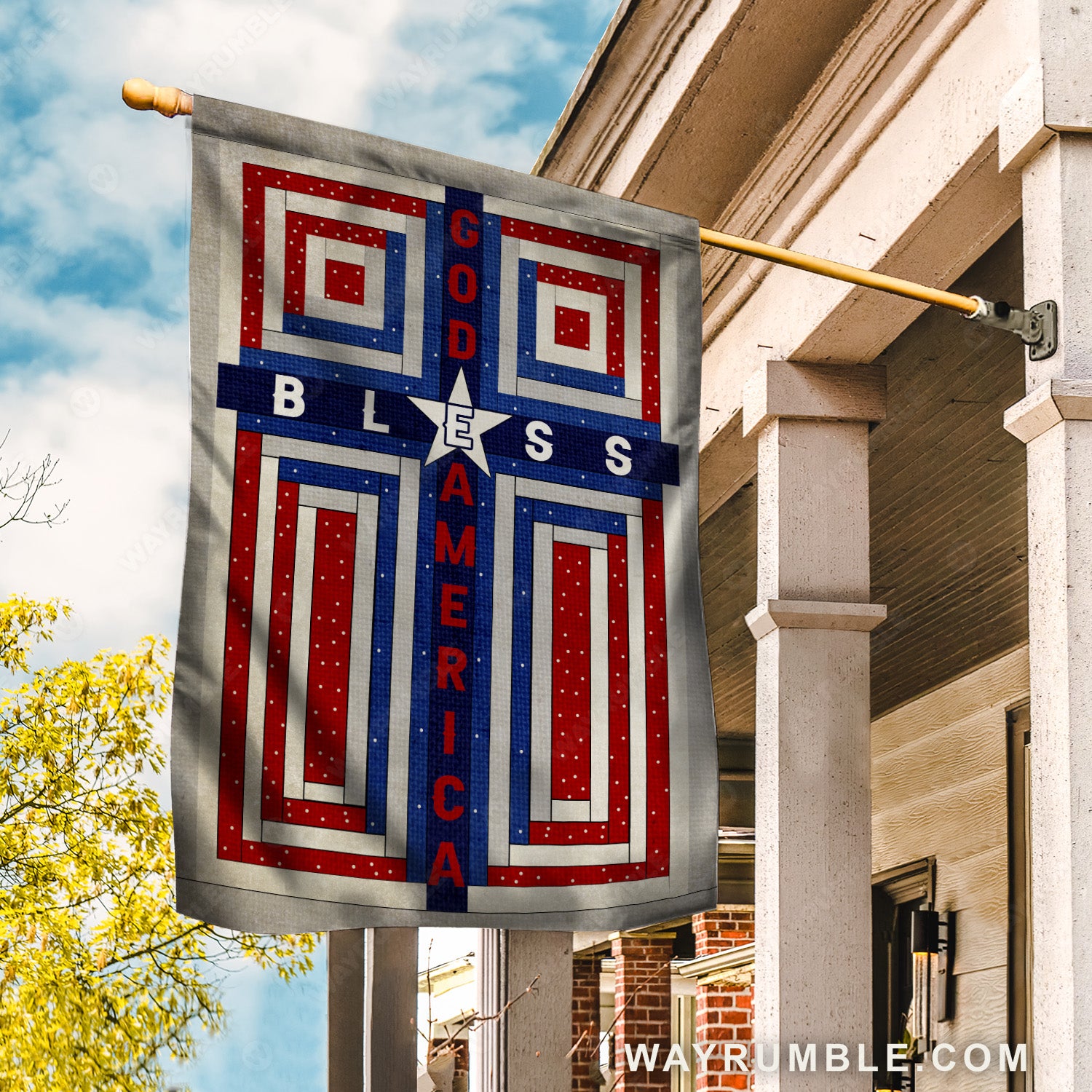 Colorful flag, White star, God bless America - Jesus Flag