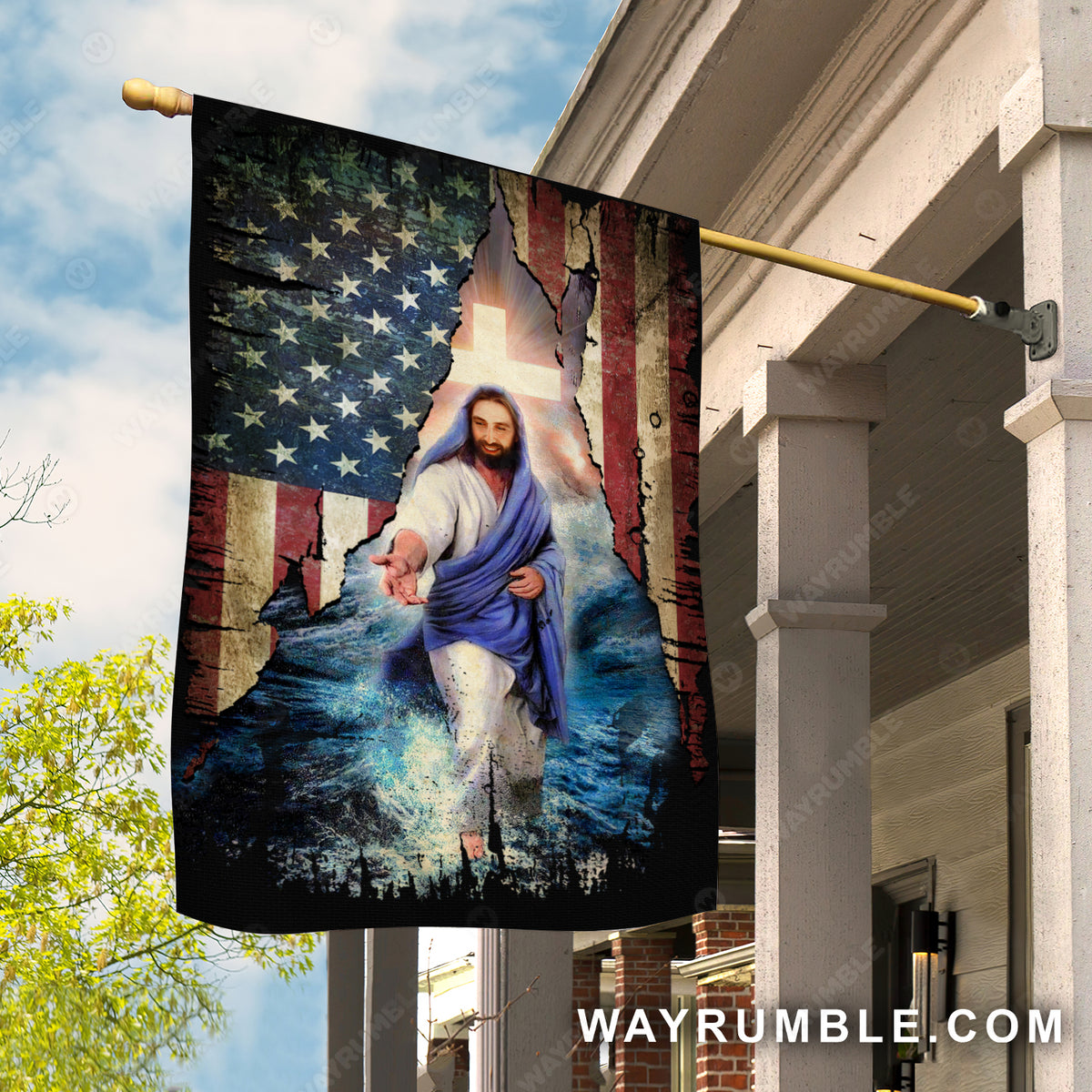 Deep ocean painting, Jesus calls, Walking with Jesus, US flag - Jesus Flag