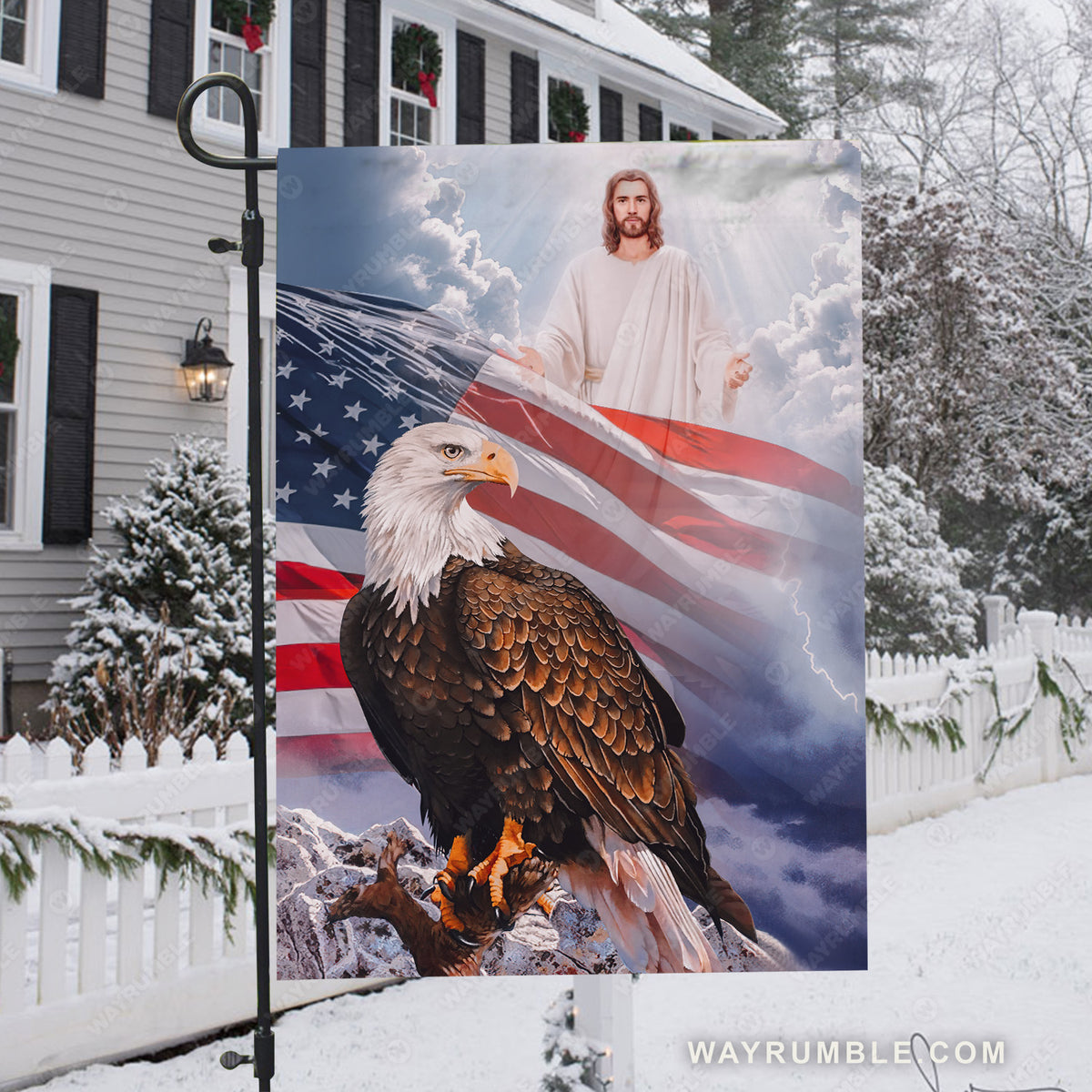 US eagle, America flag, Jesus god - Jesus Flag