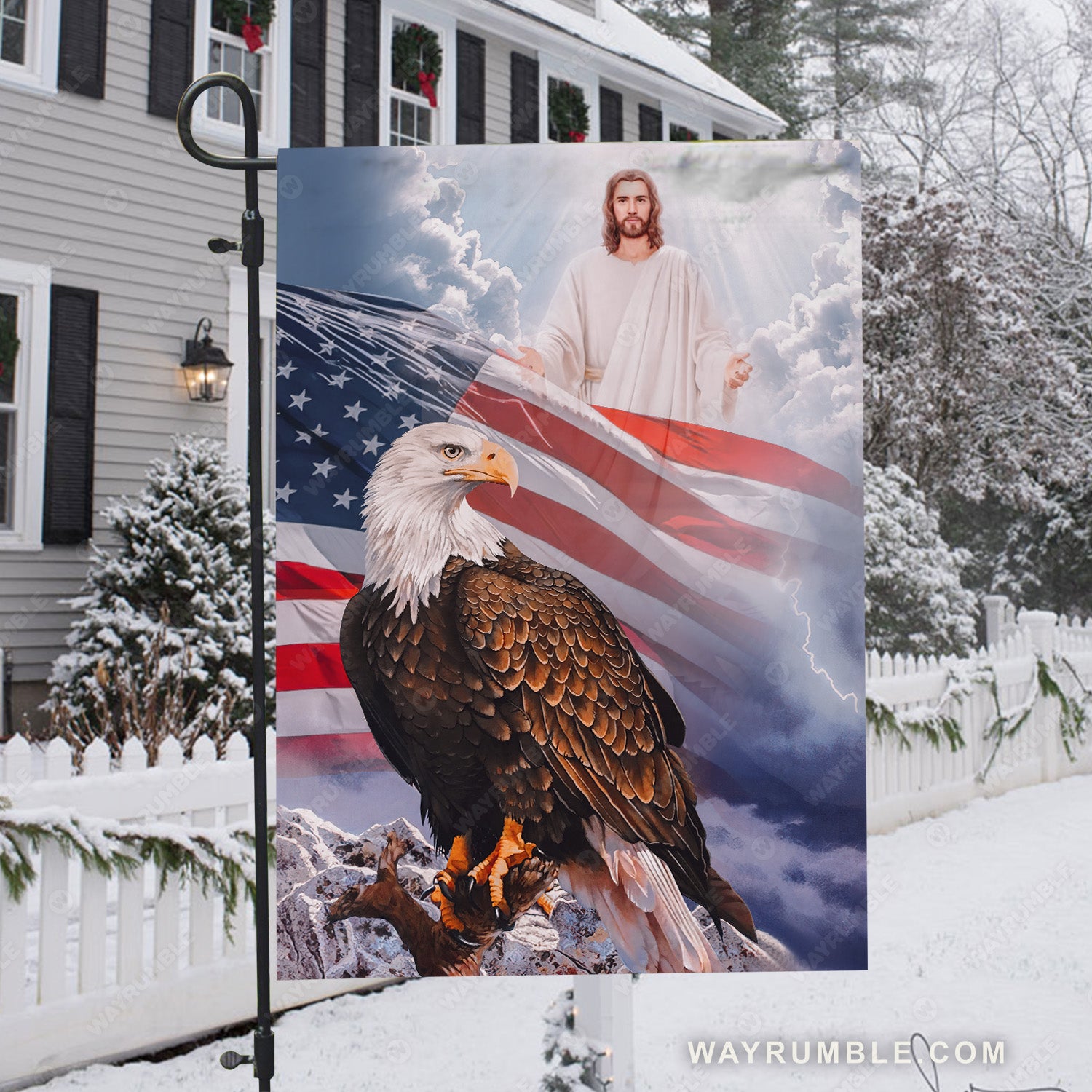 US eagle, America flag, Jesus god - Jesus Flag