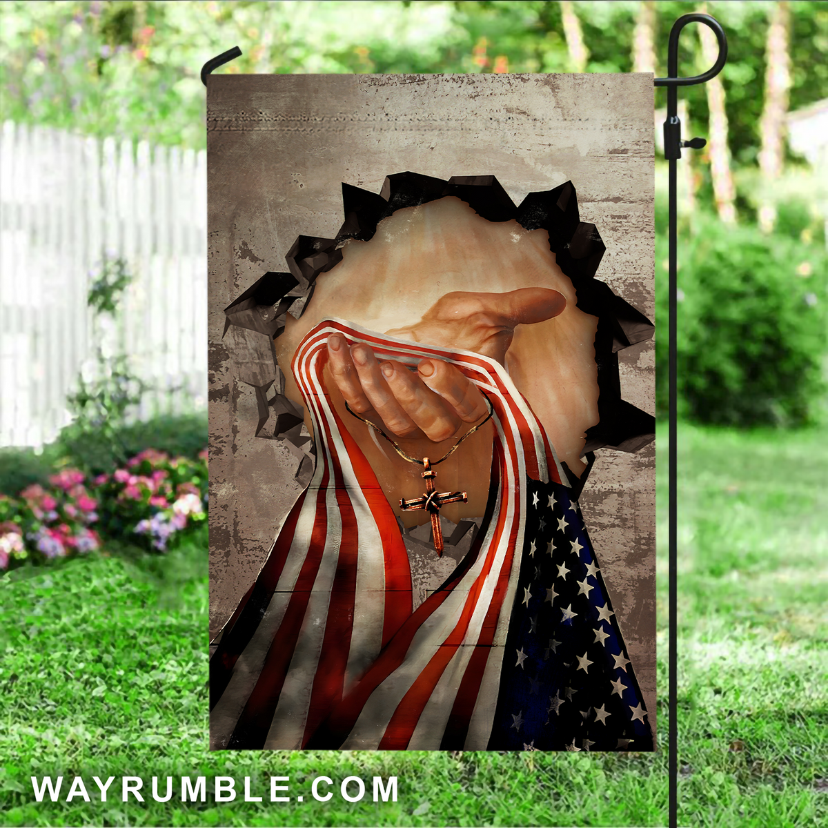 Take my hand, Jesus painting, US flag, Cross symbol - Jesus Flag