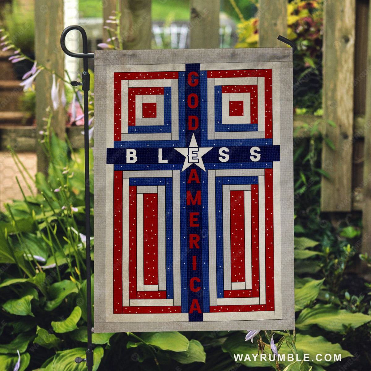 Colorful flag, White star, God bless America - Jesus Flag