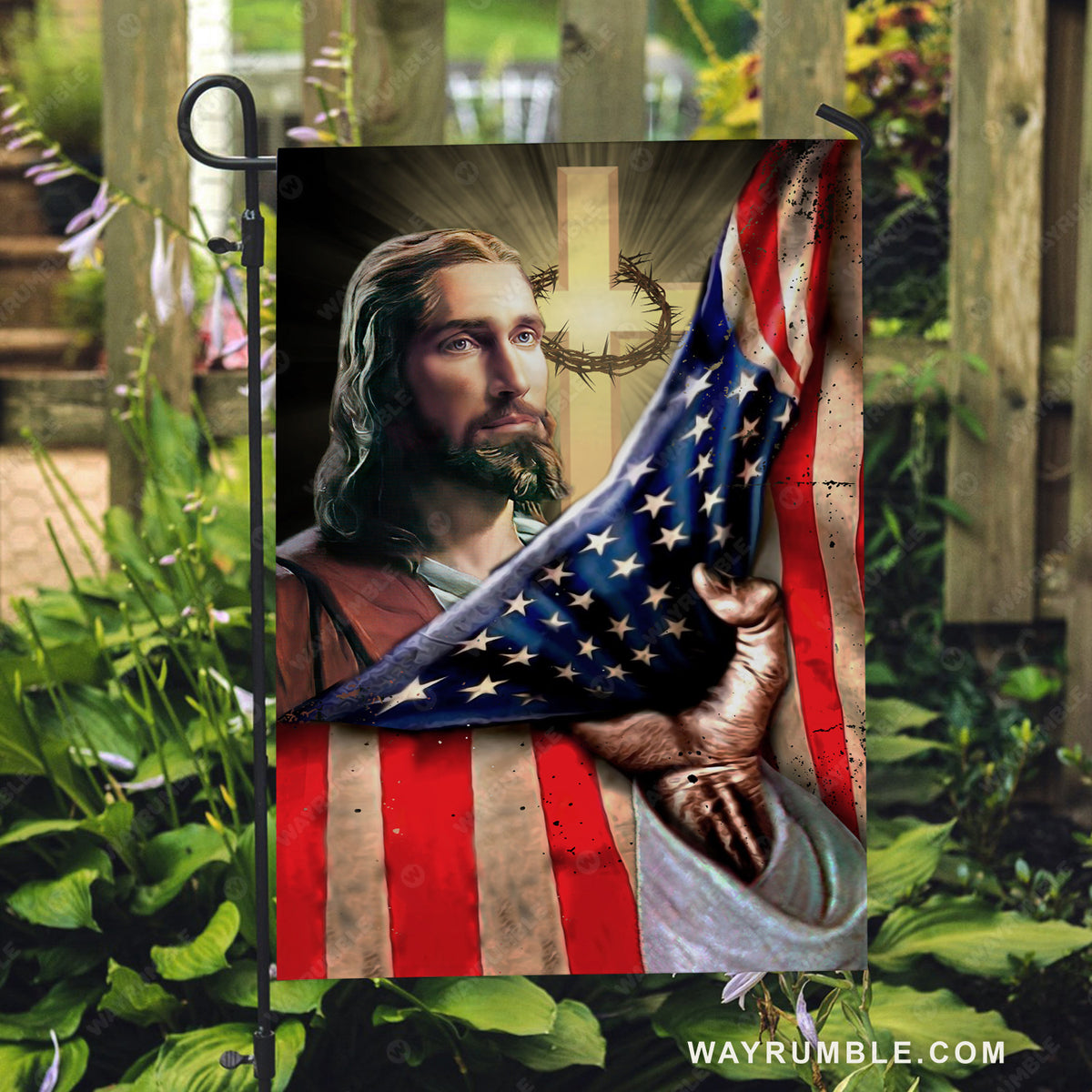 Beautiful US flag, The life of Jesus, Crown of thorn - Jesus Flag