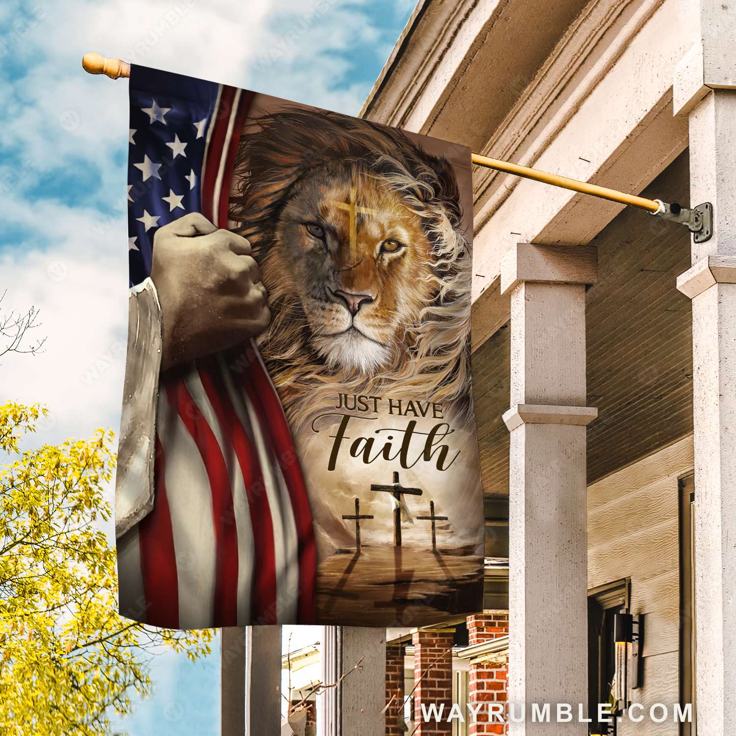 Jesus hand, The Lion of Judah, US flag, Just have faith - Jesus Flag