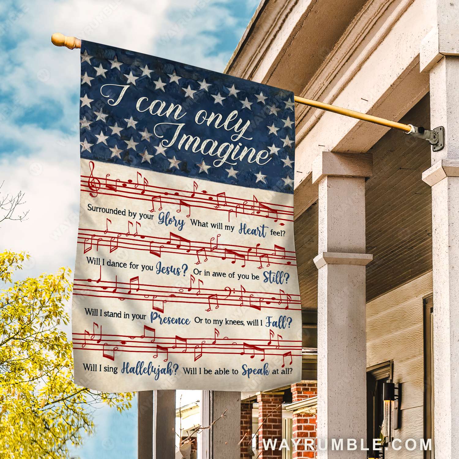 US flag, Song lyrics, I can only imagine, Will I sing hallelujah - Jesus Flag