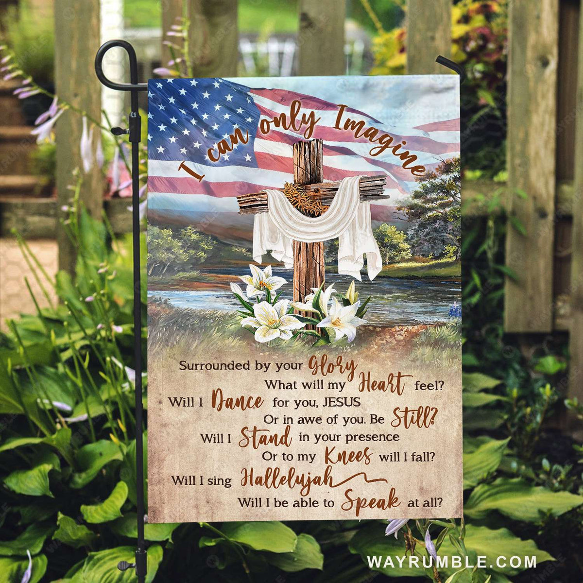 US flag, Cross symbol, Lily flower, I can only imagine - Jesus Flag