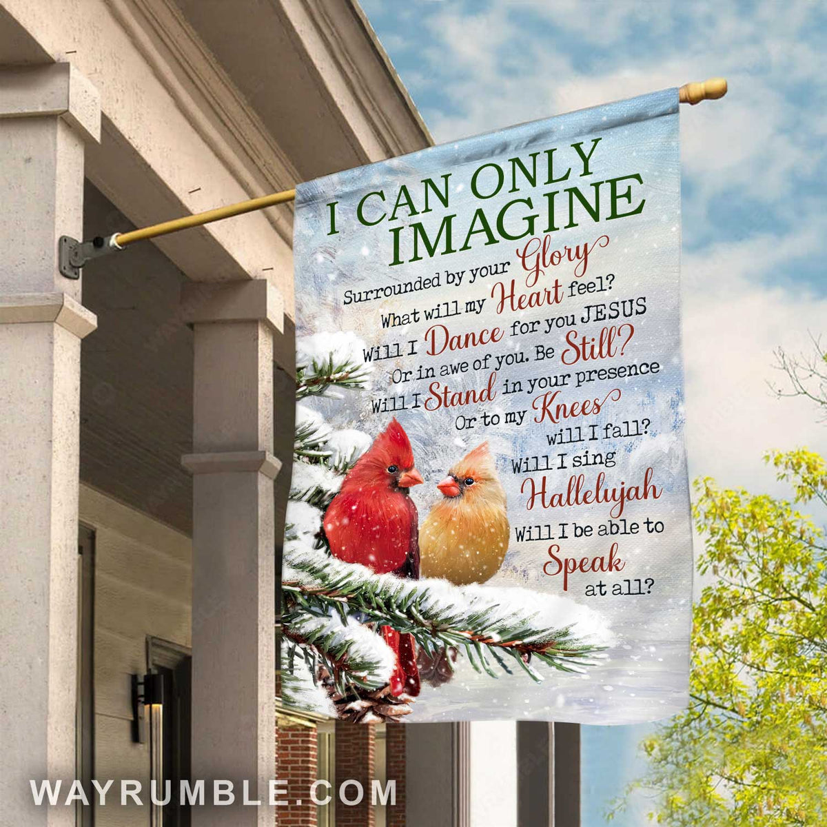 Cute cardinal, Frozen forest painting, Winter artwork, I can only imagine - Jesus Flag