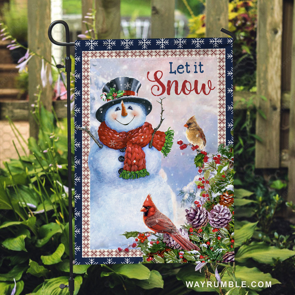 Snowman painting, Christmas vibe, Amazing cardinal, Let it snow - Jesus Flag