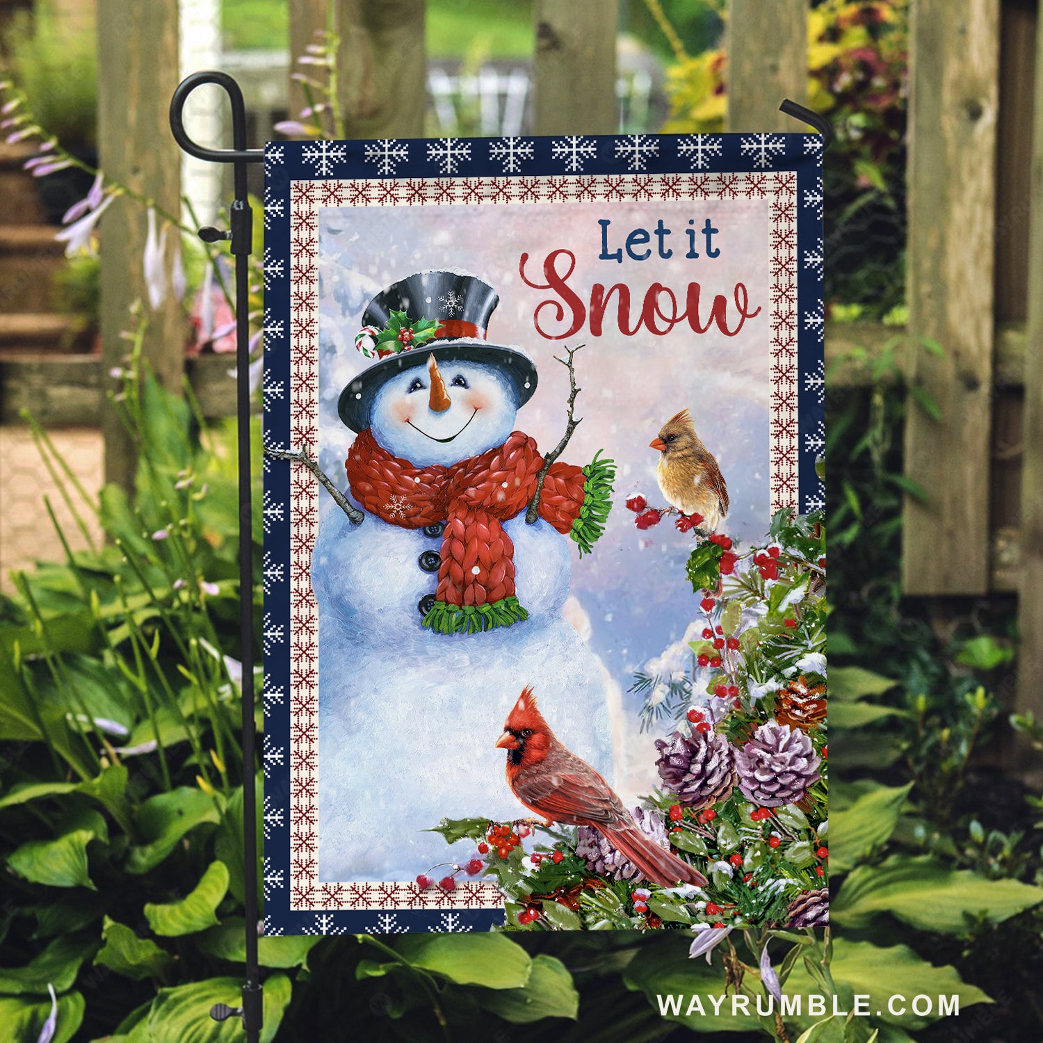 Snowman painting, Christmas vibe, Amazing cardinal, Let it snow - Jesus Flag