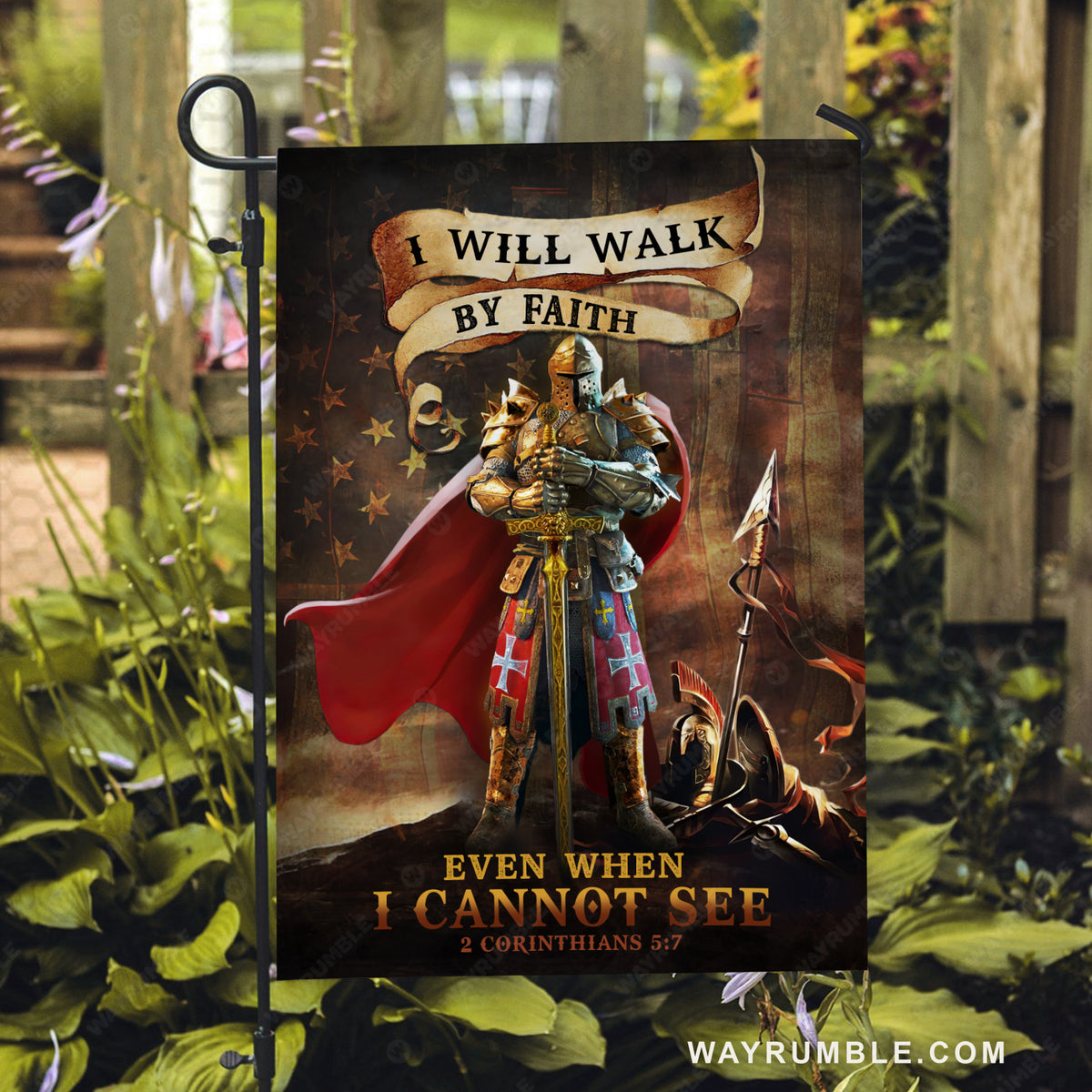 Stunning warrior, US flag painting, I will walk by faith - Jesus Flag