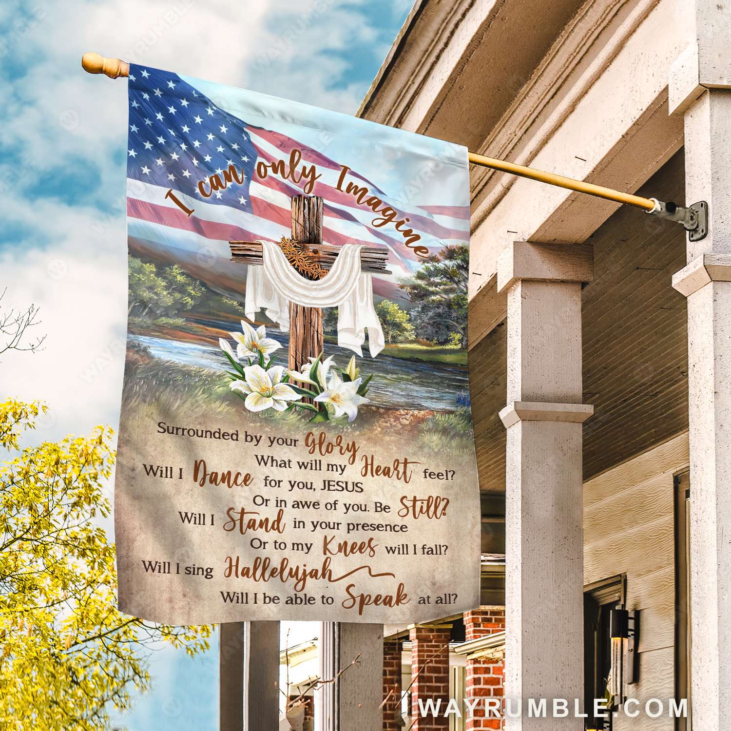 US flag, Cross symbol, Lily flower, I can only imagine - Jesus Flag