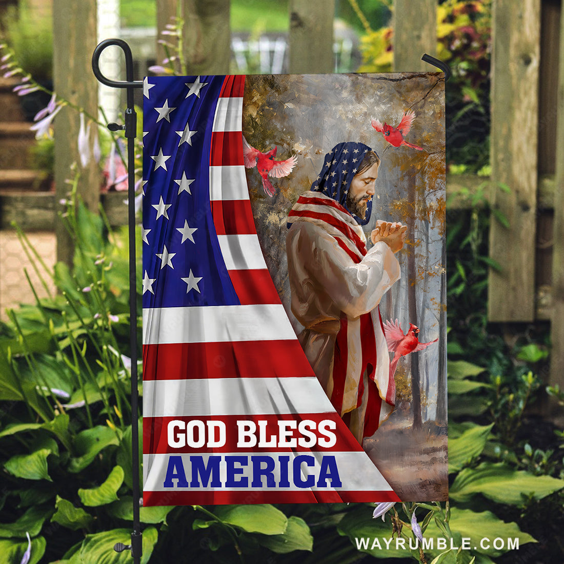 Jesus painting, Pray for healing, Red cardinal, God bless America - Jesus Flag