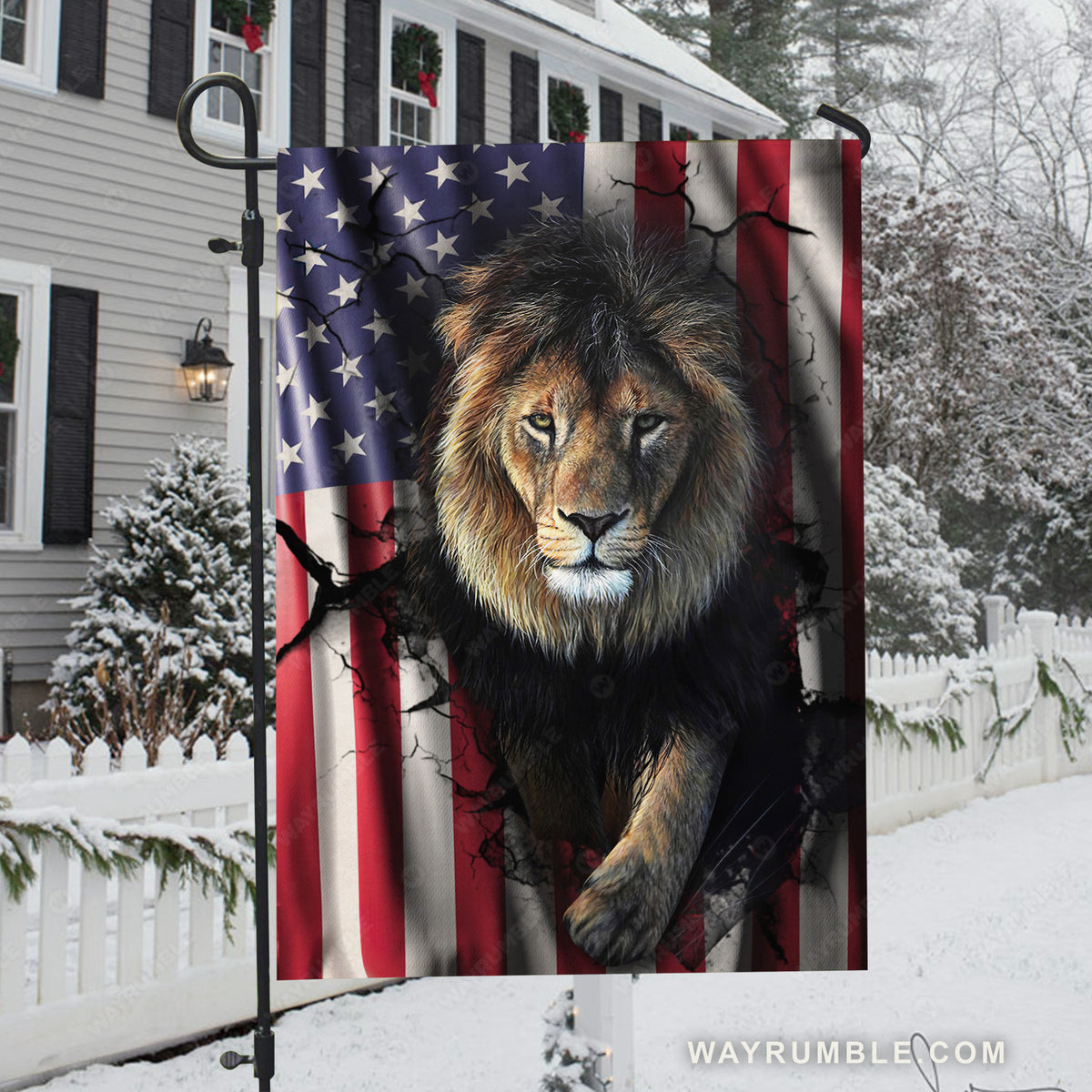 Antique US flag, Stunning lion, Lion of Judah - Jesus Flag