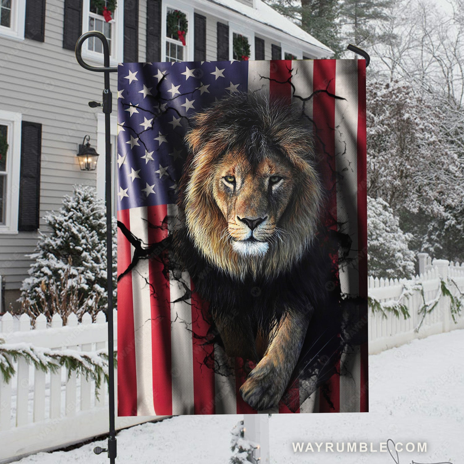 Antique US flag, Stunning lion, Lion of Judah - Jesus Flag
