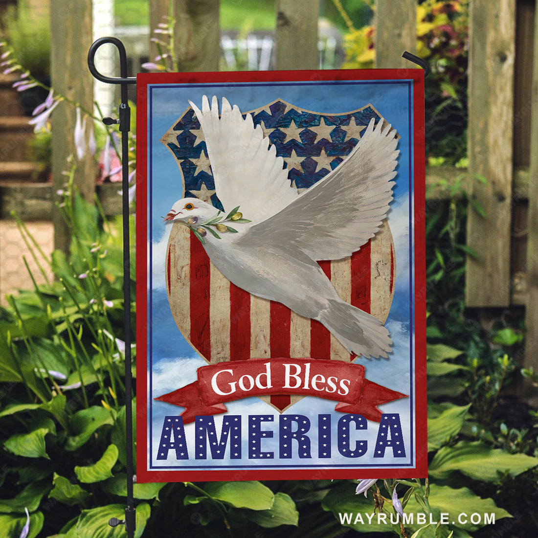 Dove of peace, US flag, Blue sky, God bless America - Jesus Flag