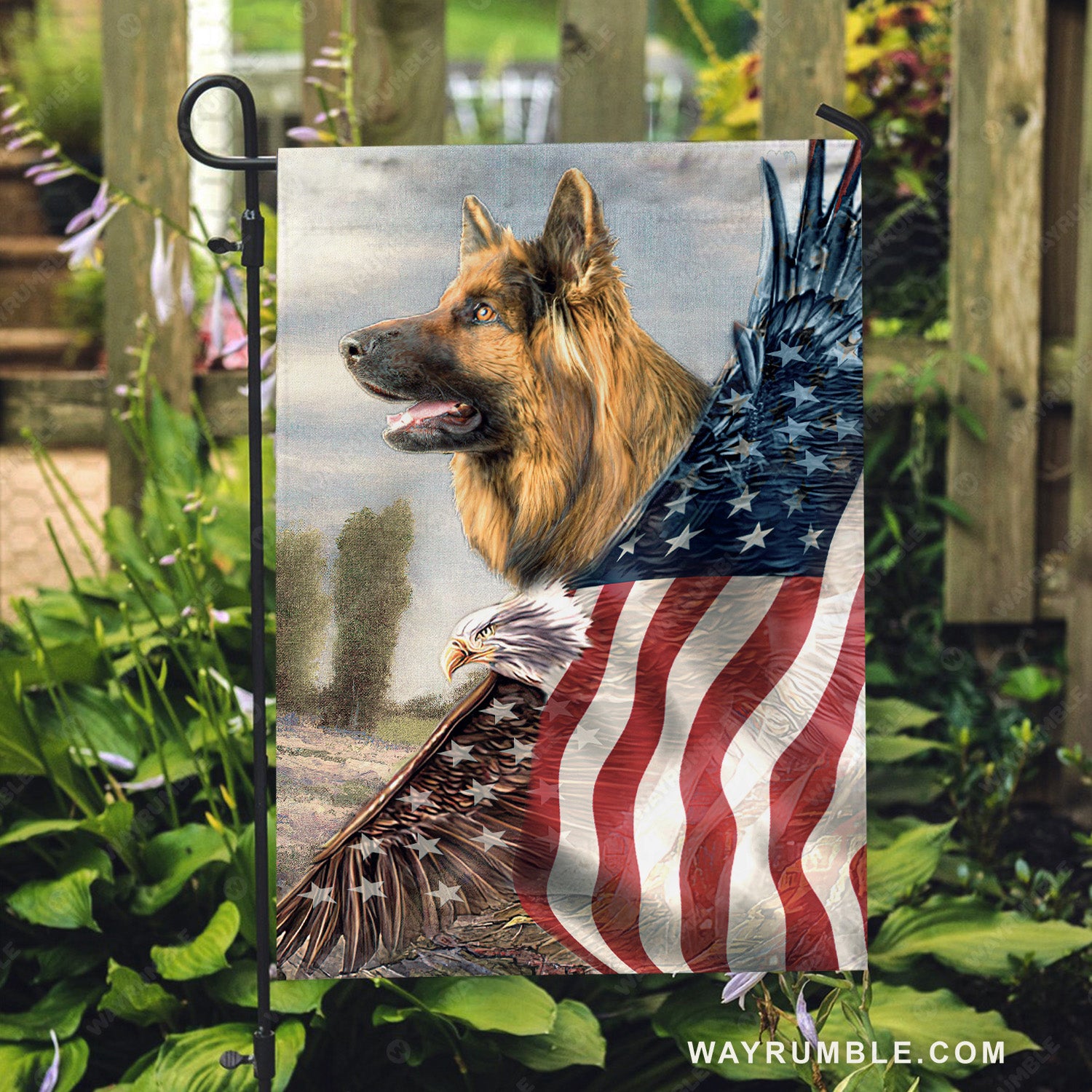 Amazing eagle, Beautiful US flag, German Shepherd dog - Jesus Flag