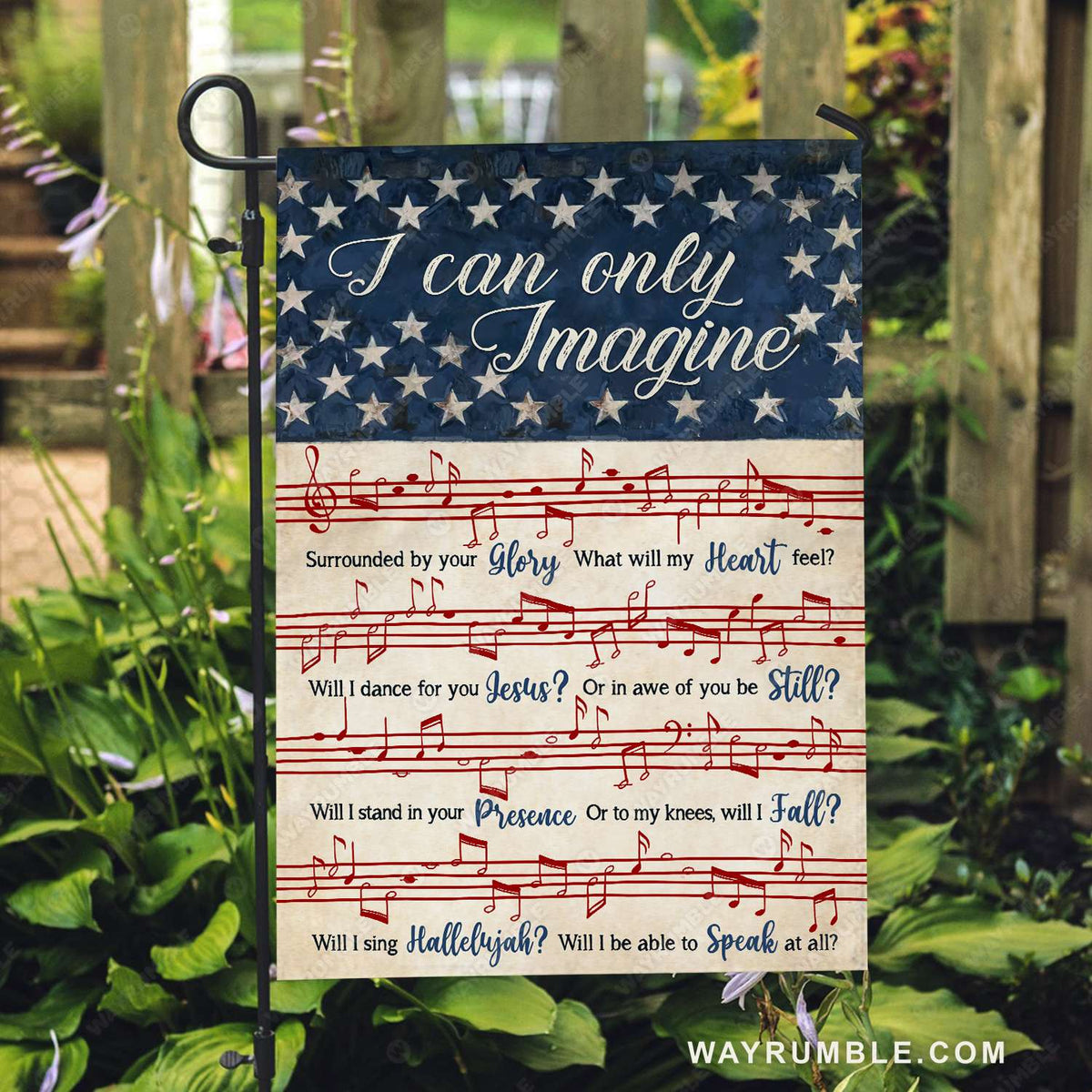 US flag, Song lyrics, I can only imagine, Will I sing hallelujah - Jesus Flag