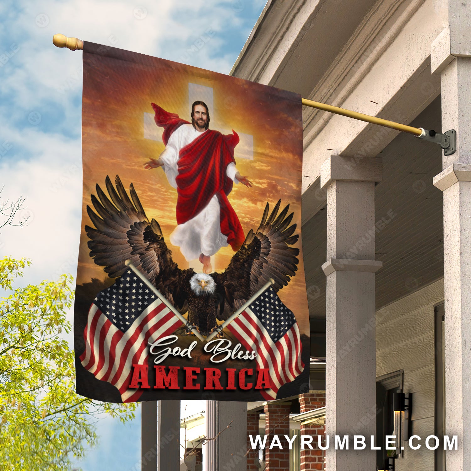 Jesus drawing, Orange sunset, Amazing eagle, Pretty US flag, God bless America - Jesus Flag