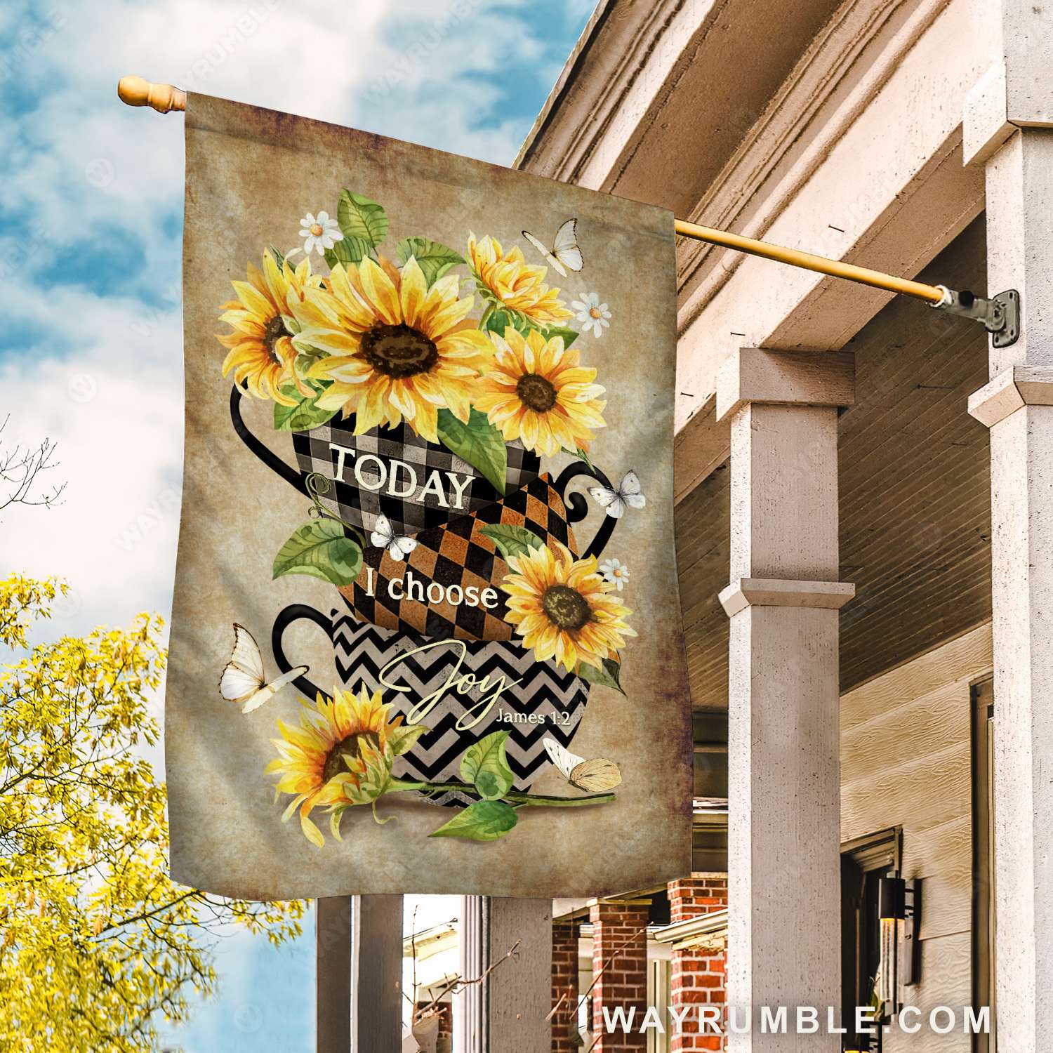 Stunning growing sunflower, Subtle background, Today I choose joy - Jesus Flag