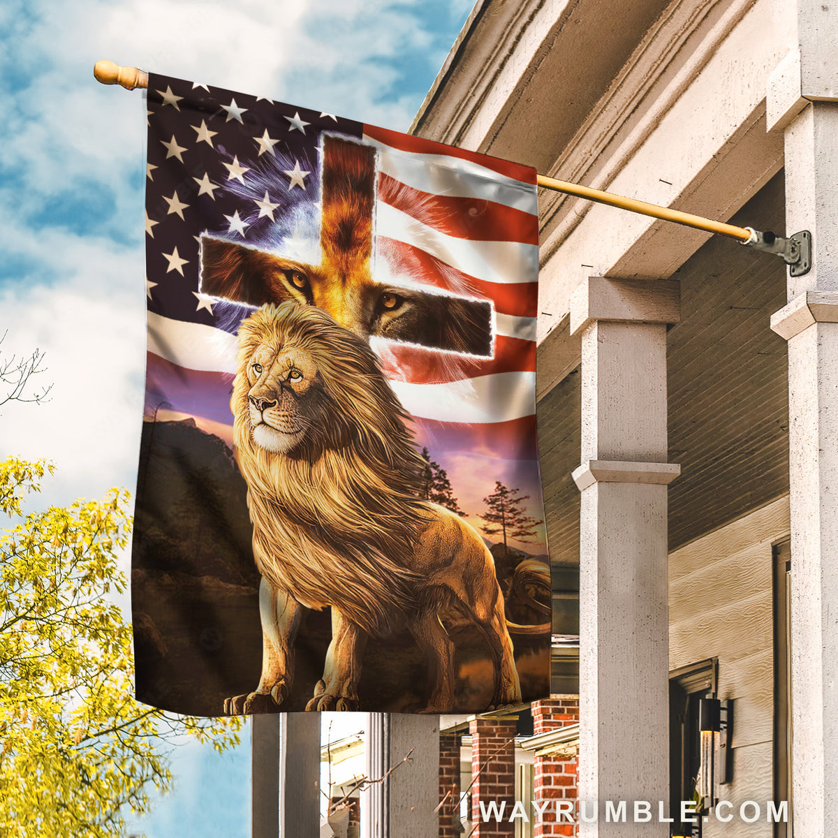 Lion King, Stunning lion, Awesome US flag, Beautiful cross - Jesus Flag