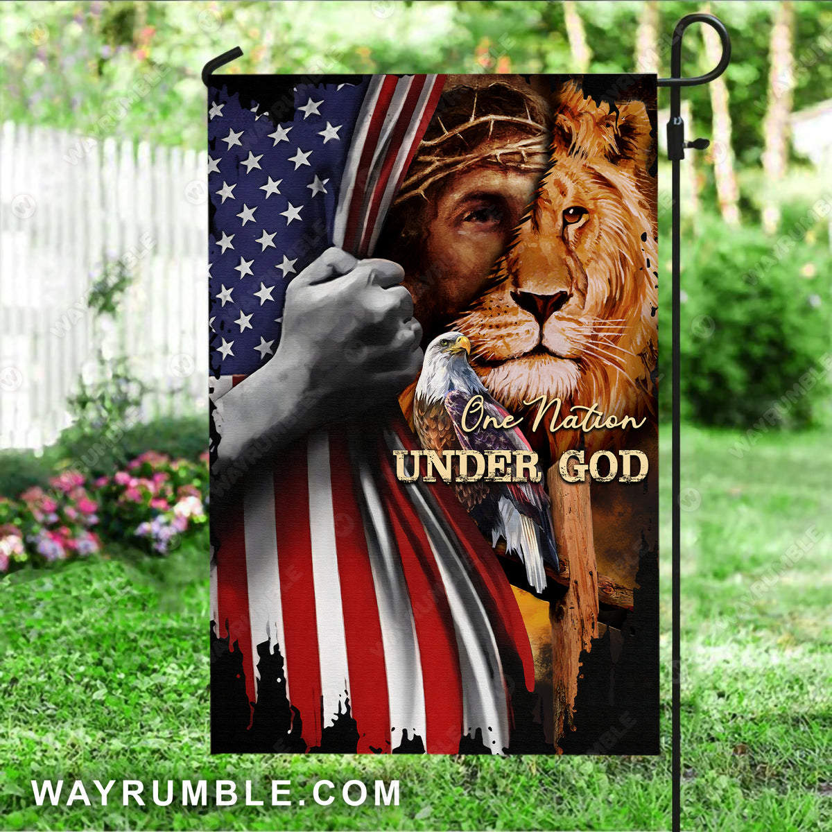 Lion king, Eagle drawing, US flag, One nation under God - Jesus Flag