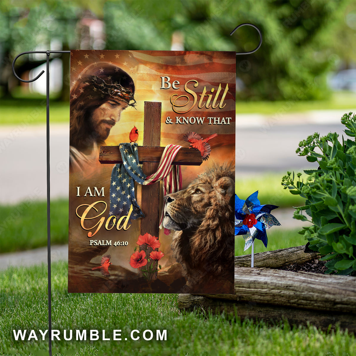 King of Kings, The life of Jesus, Poppy flower, Be still and know that I am God - Jesus Flag