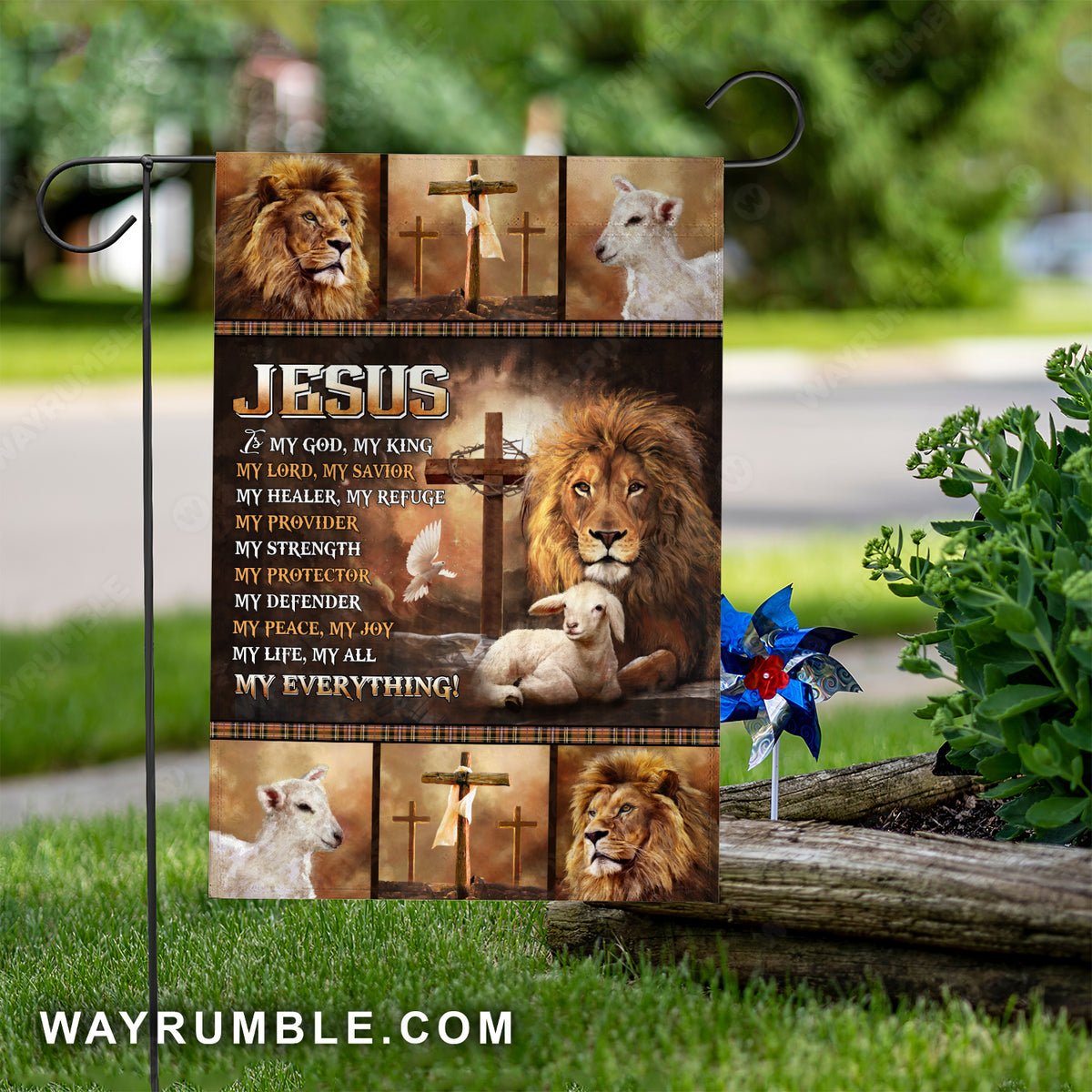 King of Kings, Lion drawing, Lamb painting, Cross, Jesus is my everything - Jesus Flag