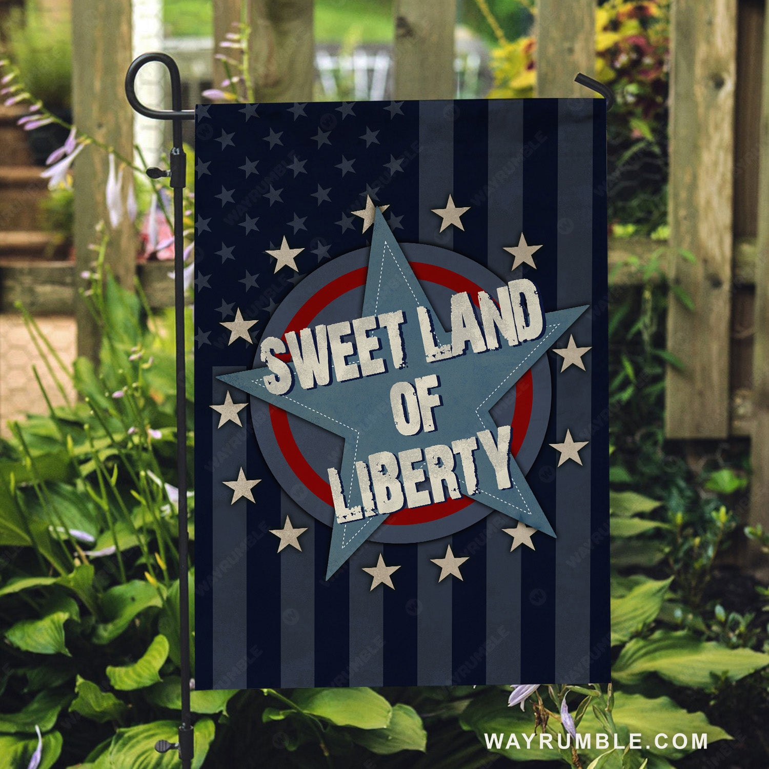 Blue star, Unique background, Sweet land of liberty - Jesus Flag
