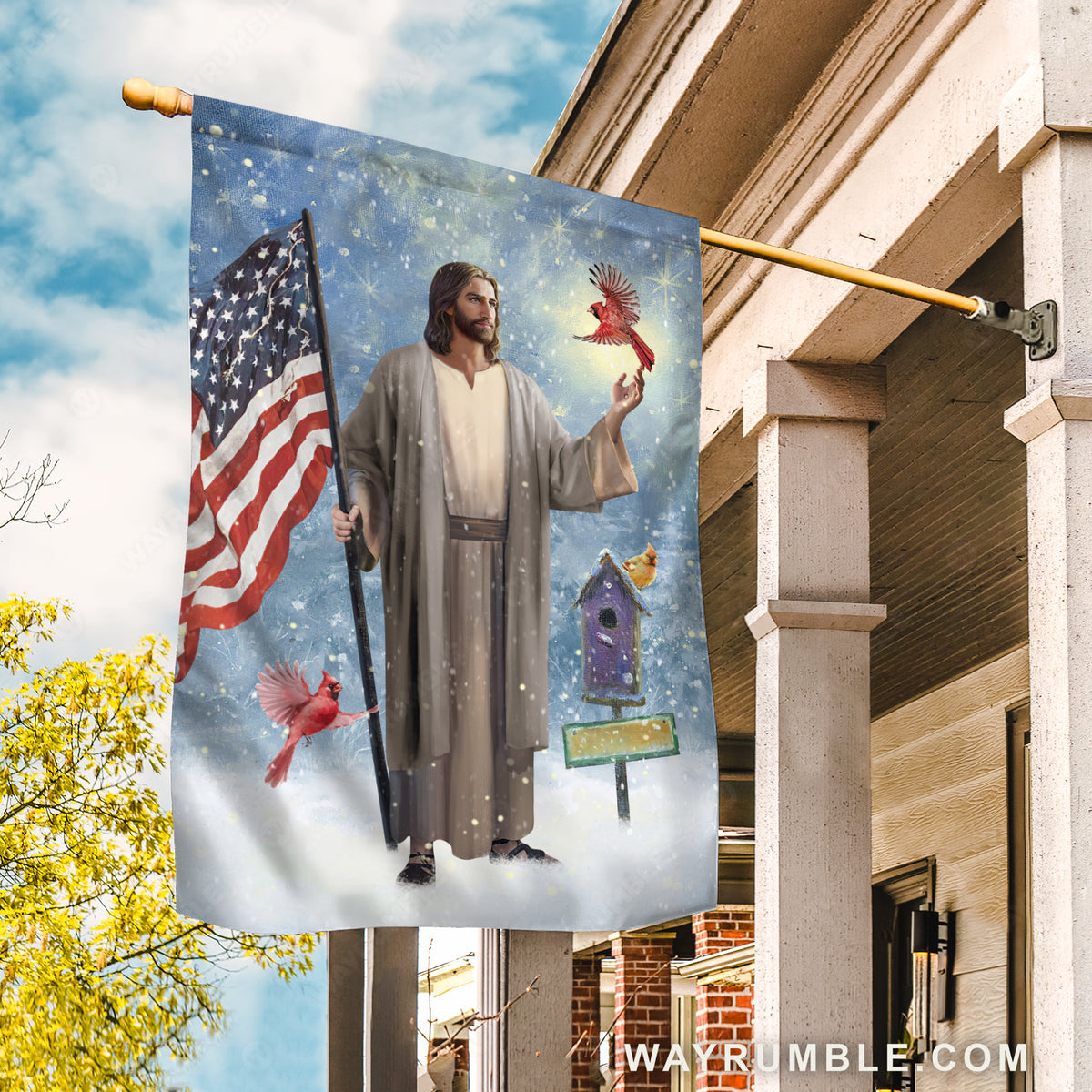 Walking with Jesus, The life of Jesus, Stunning US flag, Lovely cardinal - Jesus Flag