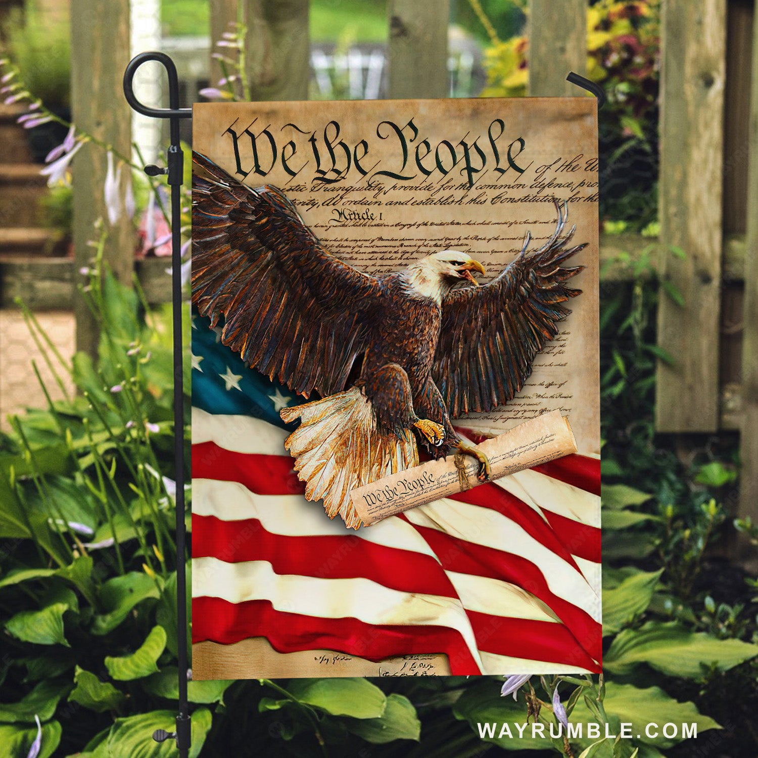Golden eagle, Antique letter, US flag, We the people - Jesus Flag
