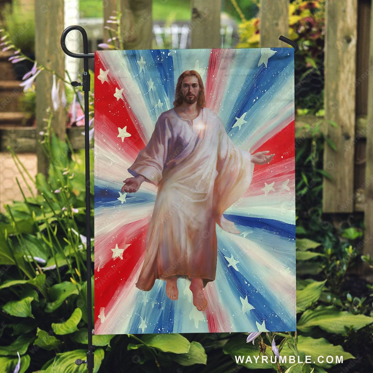 The real face of Jesus, Jesus painting, Colorful background - Jesus Flag