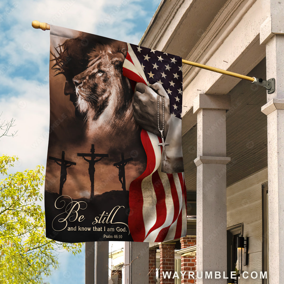 Jesus Christ, The Lion of Judah, Cross necklace, US flag - Jesus Flag