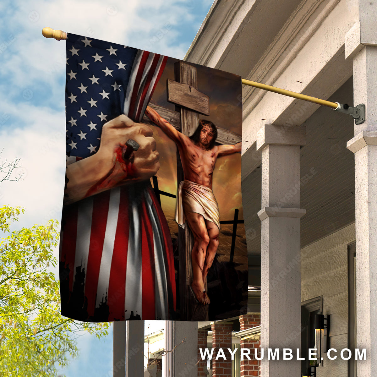 Jesus on the cross drawing, Jesus hand, US flag, Sunset painting ...