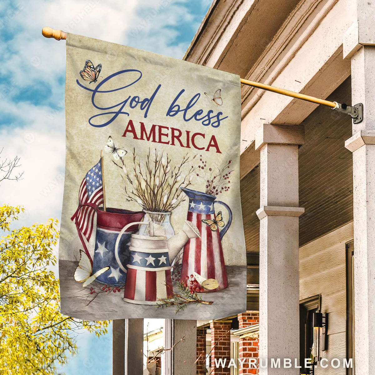 Beautiful flower vase, Attractive US flag, God bless America- Jesus Flag