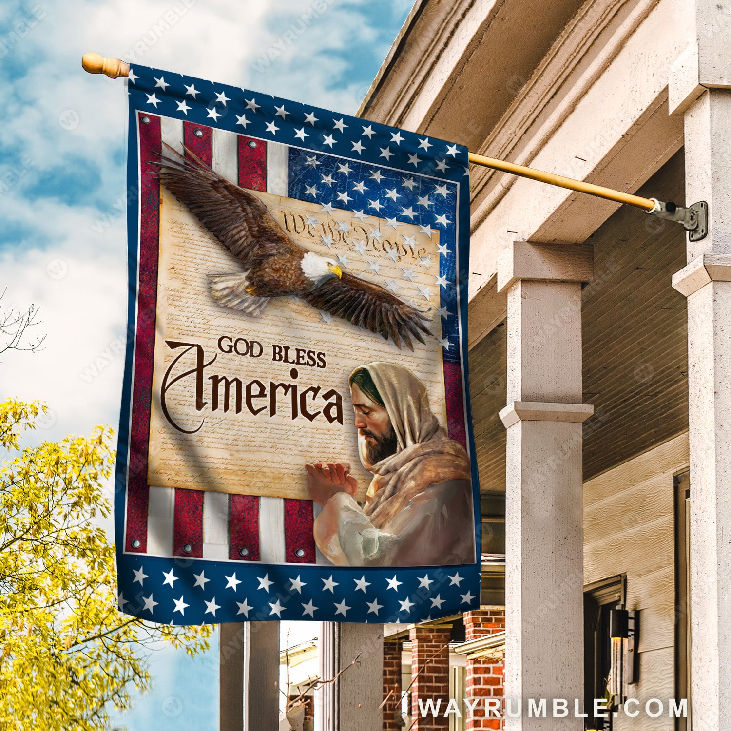 Pray for healing, Big eagle, US flag painting, God bless America - Jesus Flag