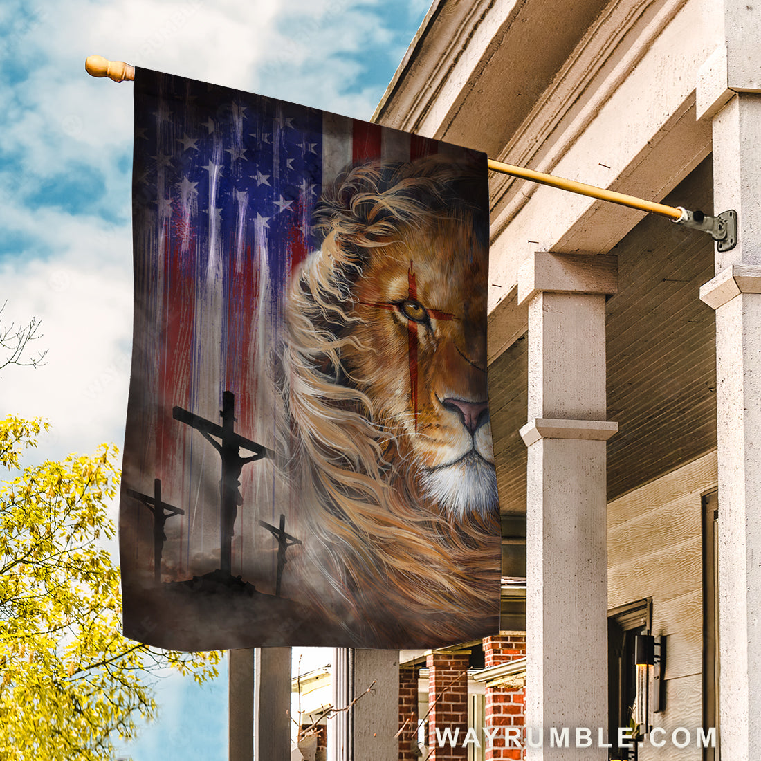 Watercolor lion, Stunning US flag, Jesus on the cross, Lion drawing - Jesus Flag