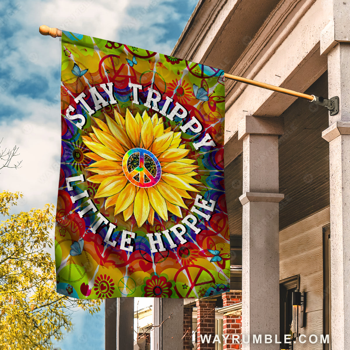 Stunning sunflower, Hippie vibe, Colorful painting, Stay trippy - Jesus Flag