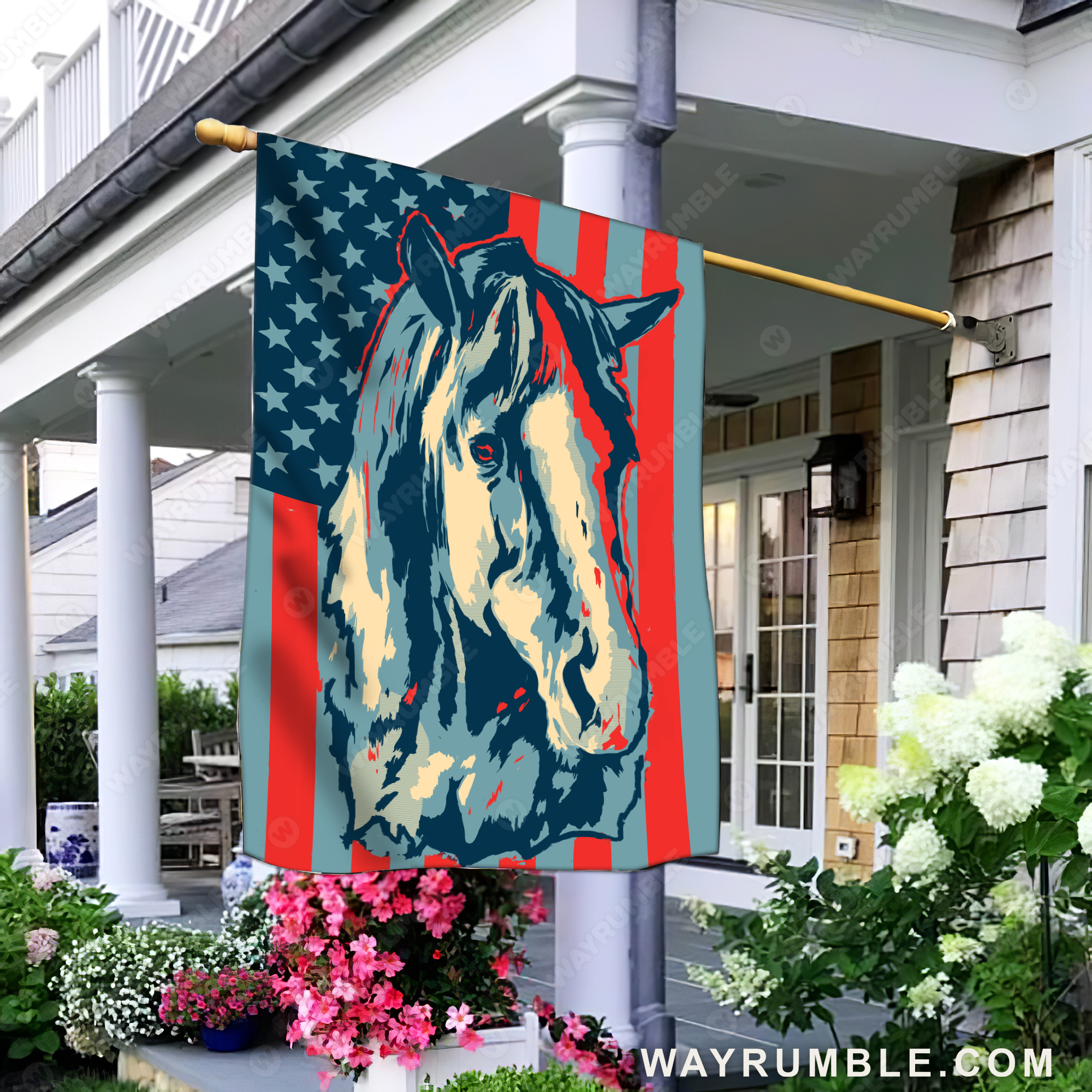 Watercolor horse, US flag, Amazing horse drawing - Jesus Flag