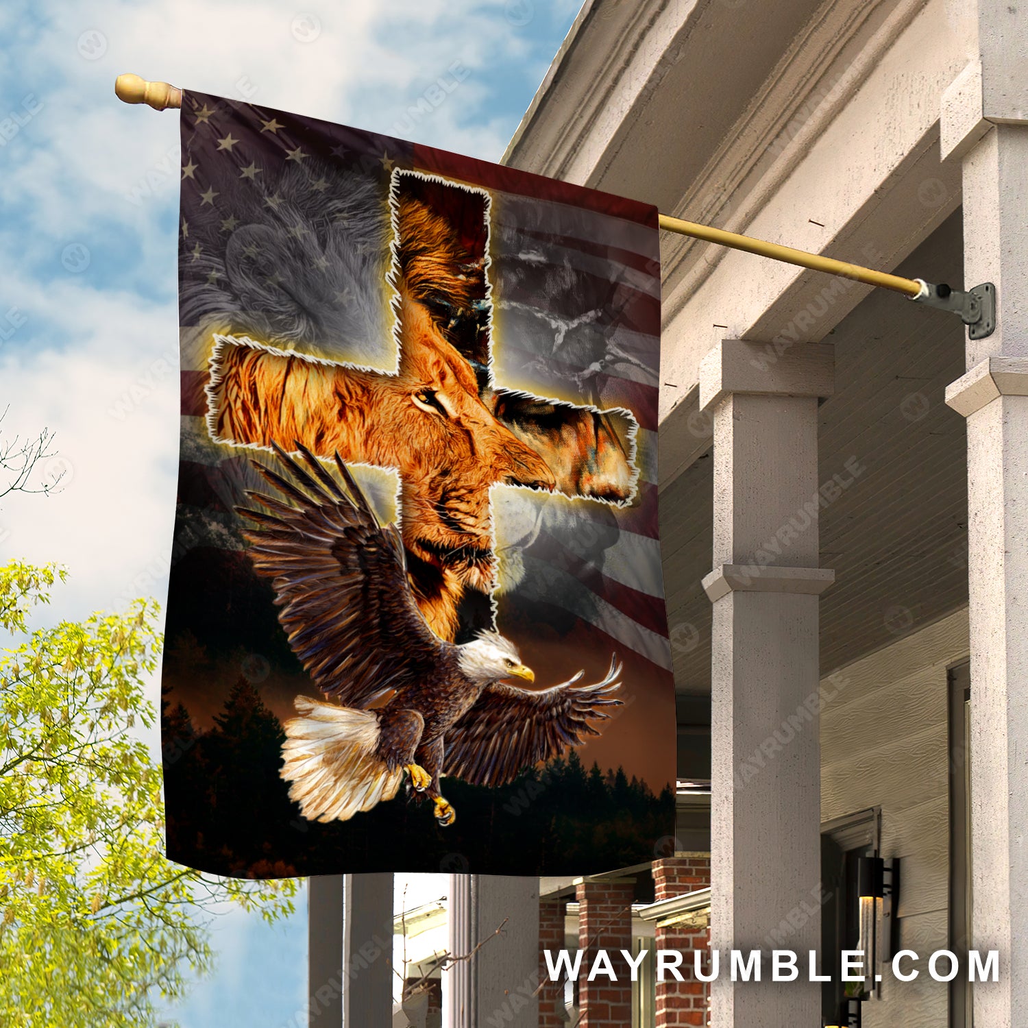 Amazing eagle drawing, Cross symbol, Lion king, US flag - Jesus Flag