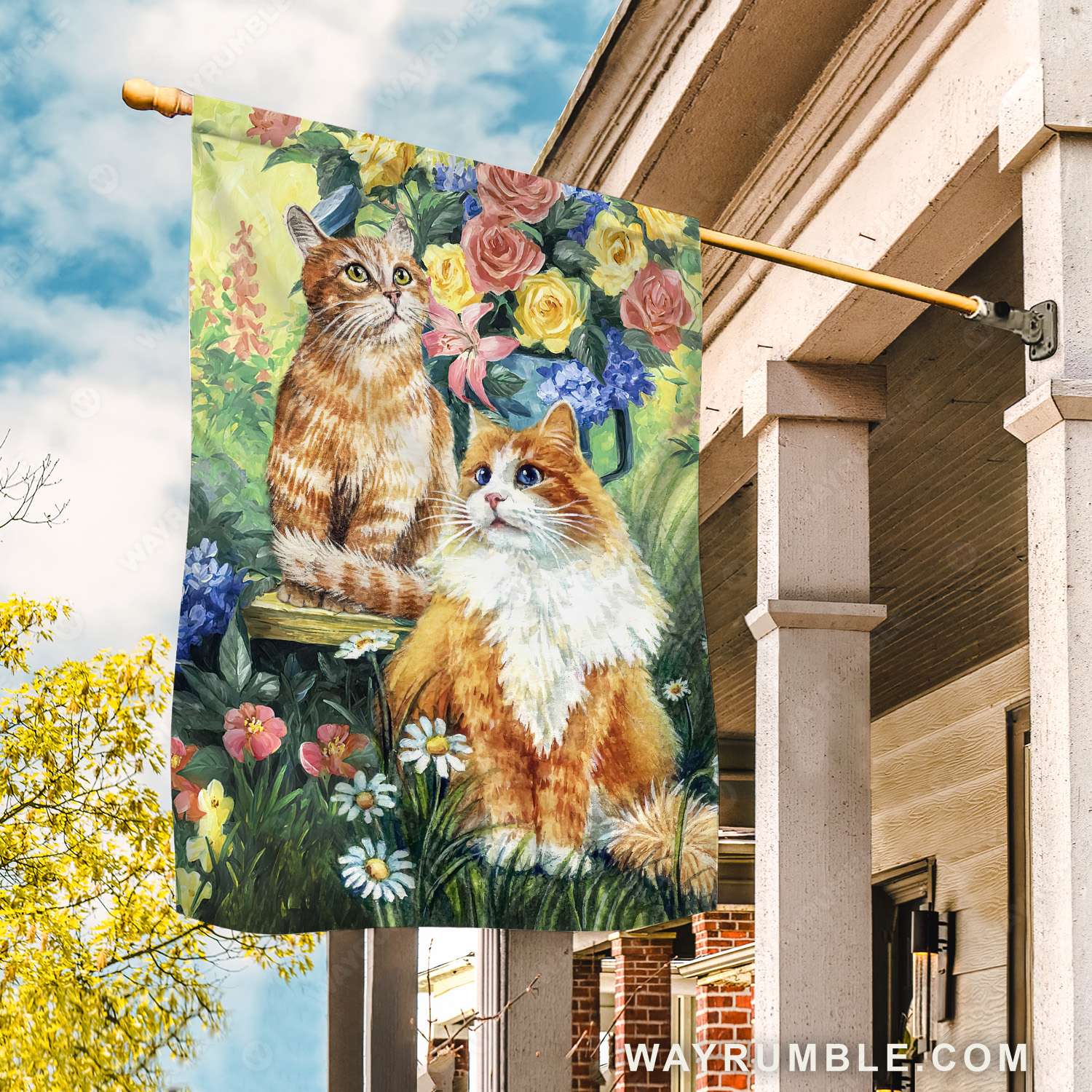 Cat painting, Colorful rose, Flower garden- Jesus Flag