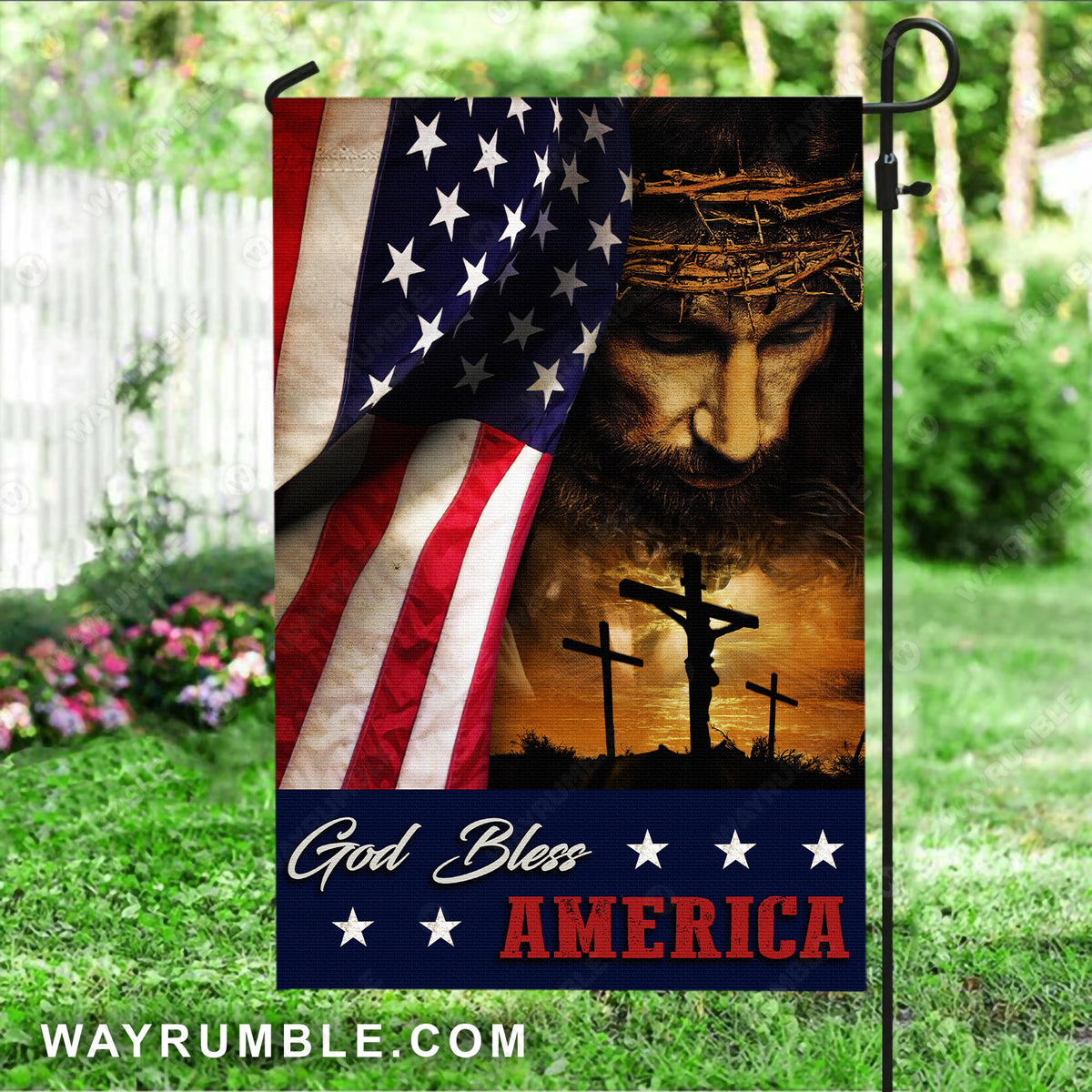 Amazing Jesus&#39;s face, Jesus on the cross, US flag drawing - Jesus Flag